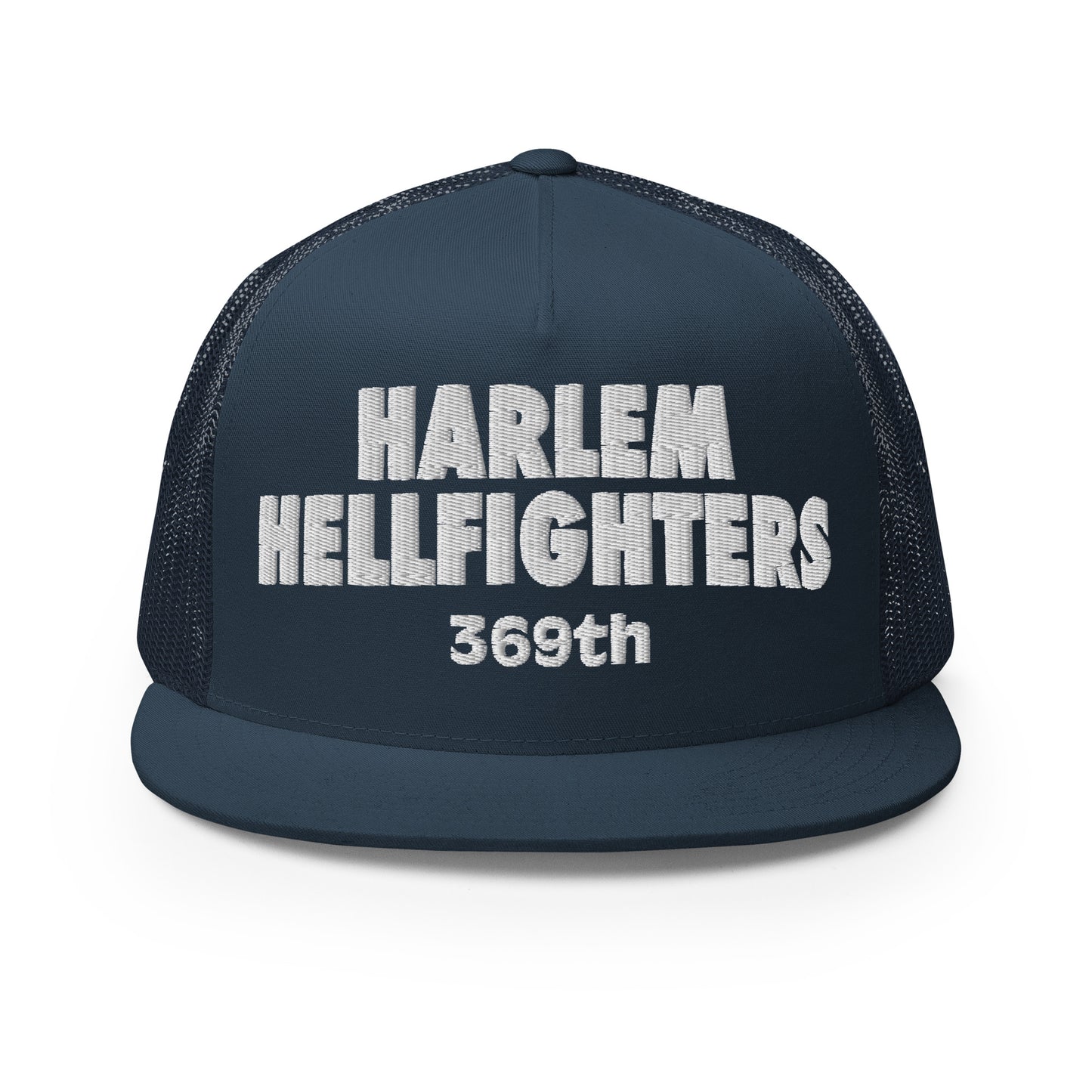 navy trucker hat with harlem hellfighters 369th embroidery