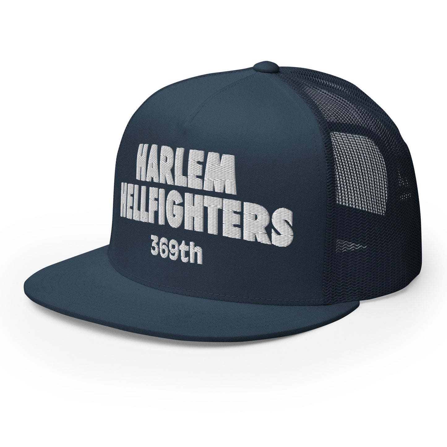 navy trucker hat with harlem hellfighters 369th embroidery