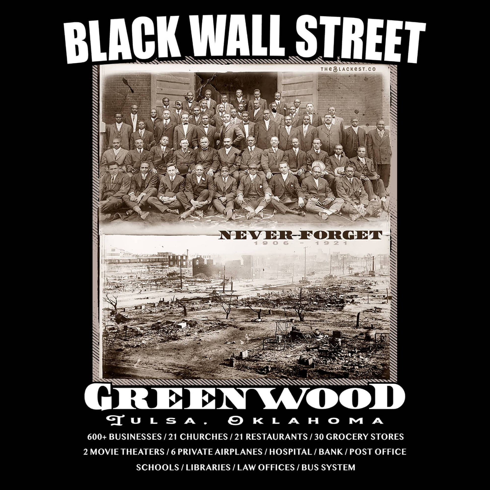 a black and white photo of a group of men responsible for Black Wall Street and it's aftermath in 1921