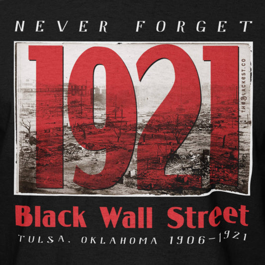 Close-up of Black Wall Street 1921 t-shirt design