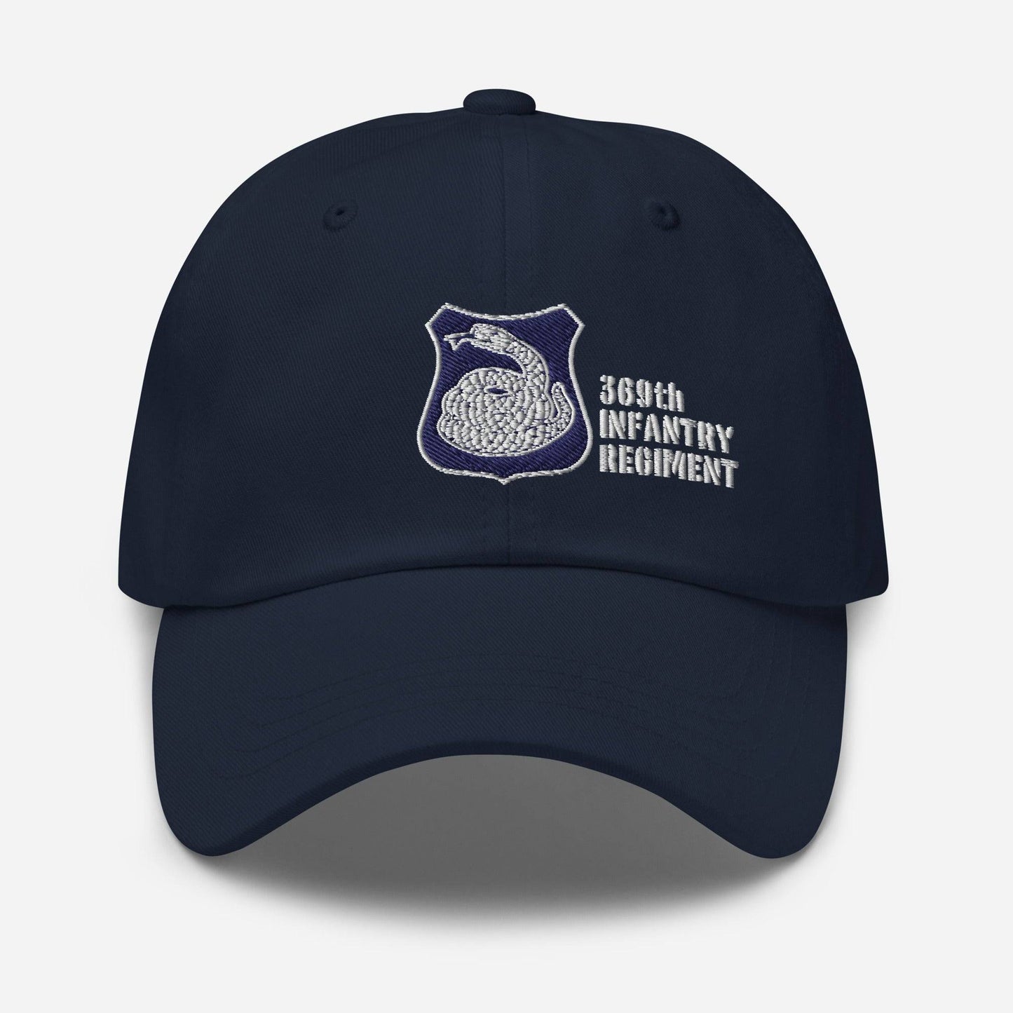 navy hat with harlem hellfighters rattlesnake emblem reading 369th infantry regiment