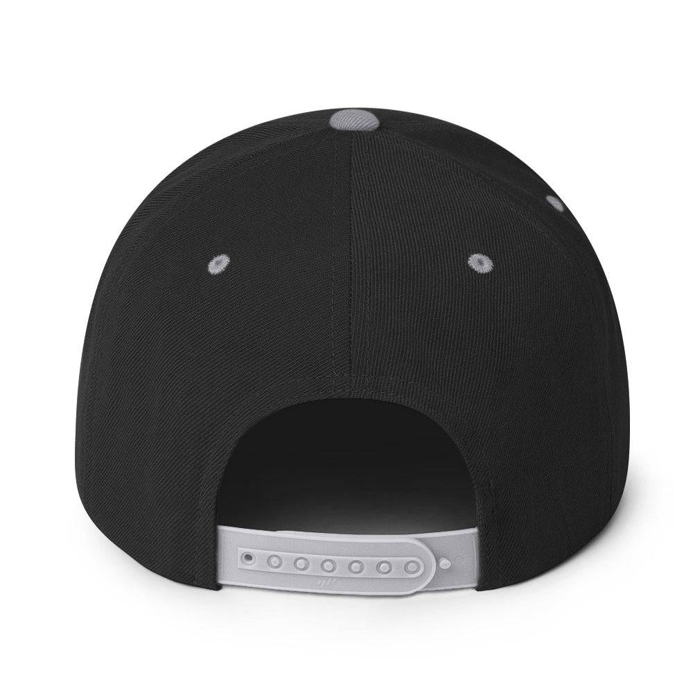 a black hat with a white visor
