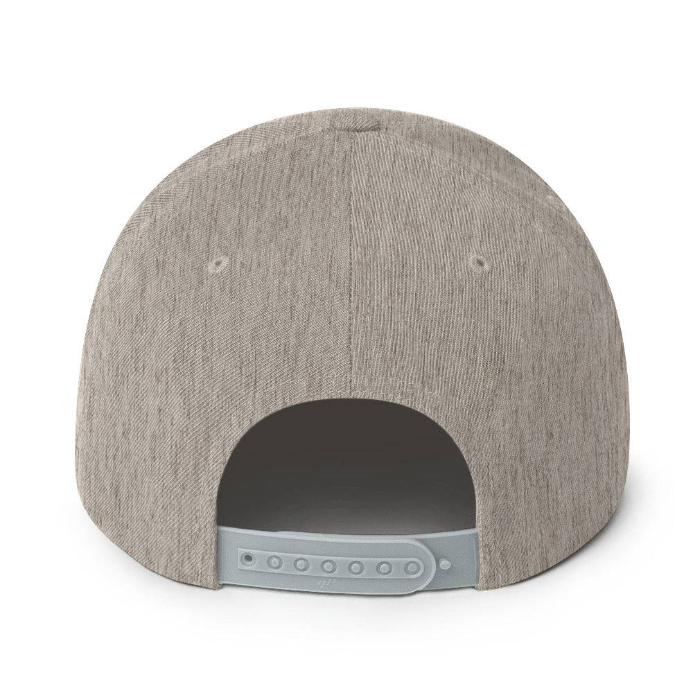 a grey hat with a light blue visor