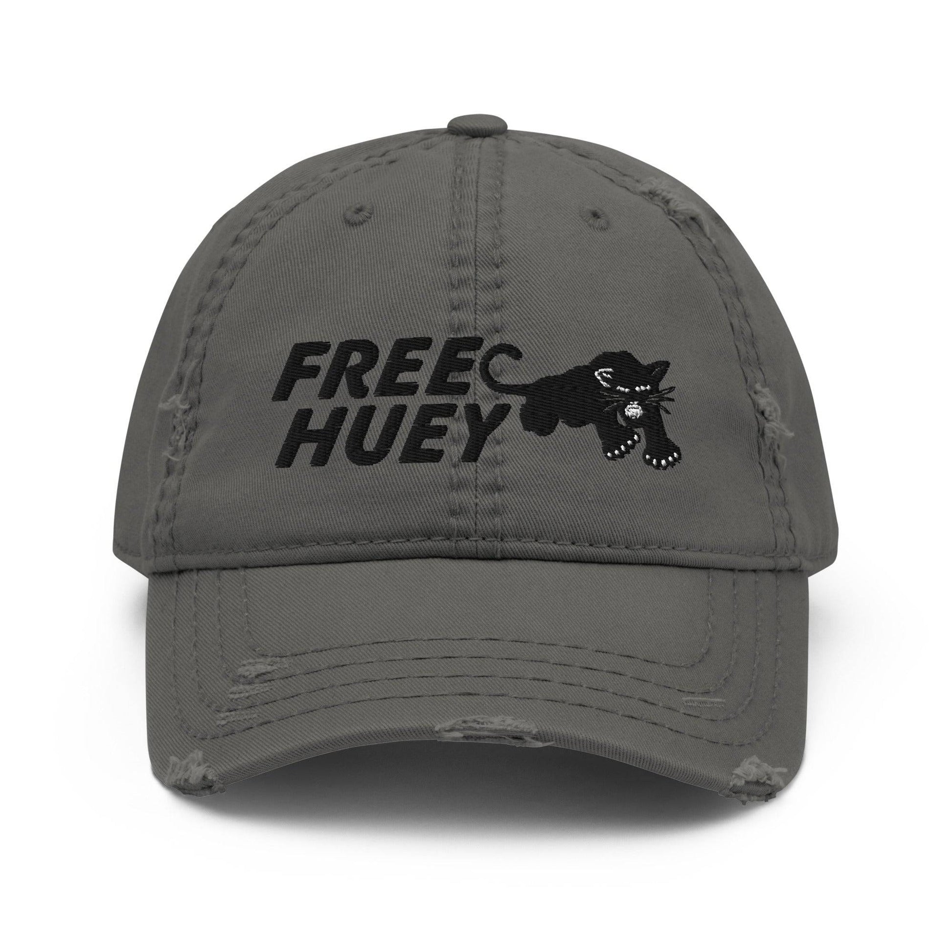Gray Free Huey Black Panther Party distressed hat front view