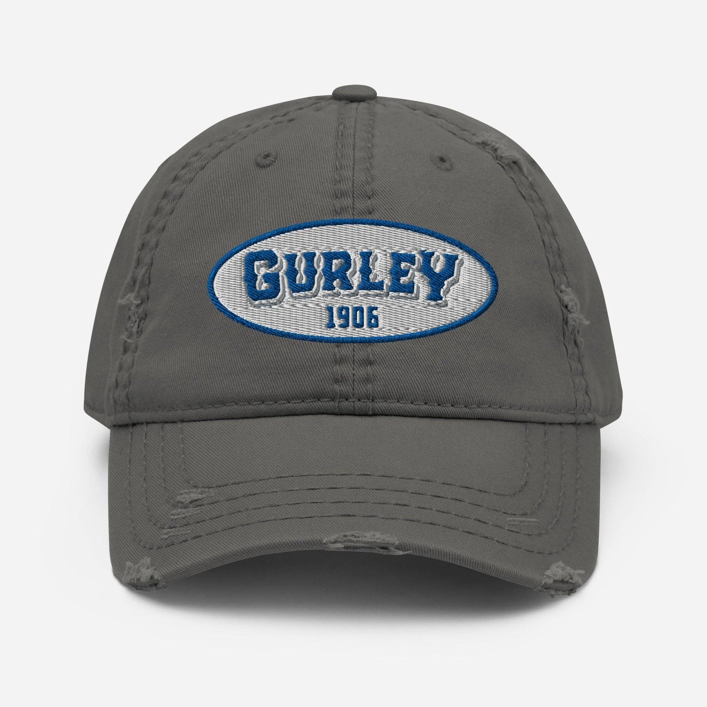 a grey hat with the name Gurley on it