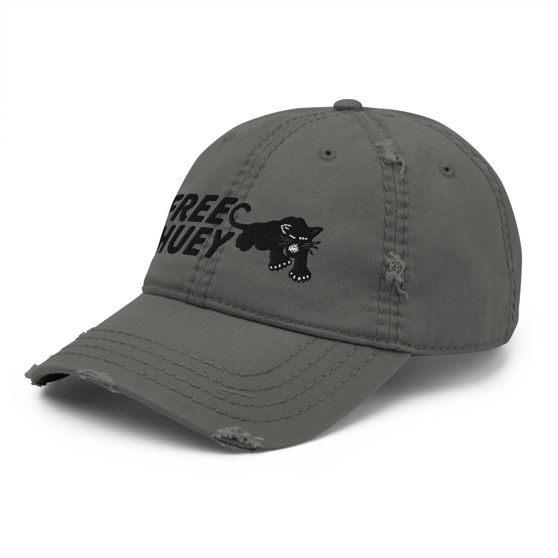Gray Free Huey Black Panther Party distressed hat side view