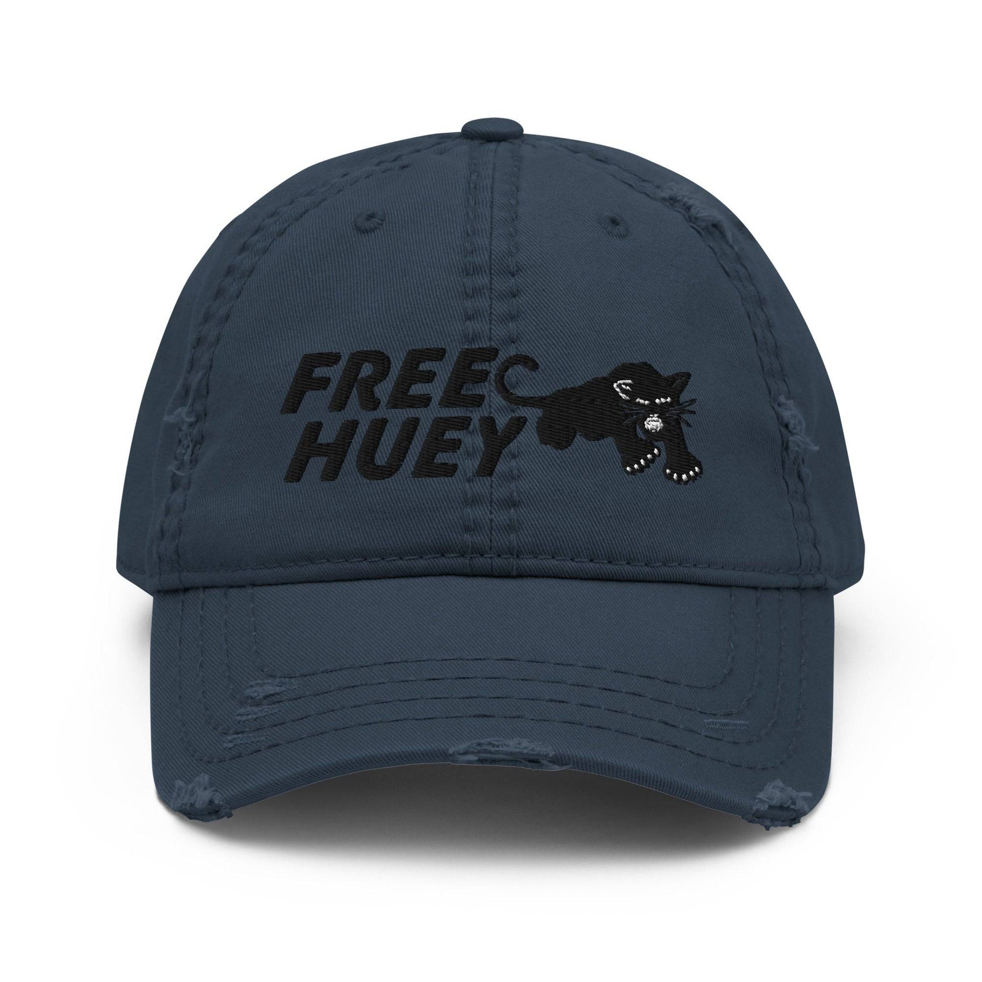 Navy Free Huey Black Panther Party distressed hat front view