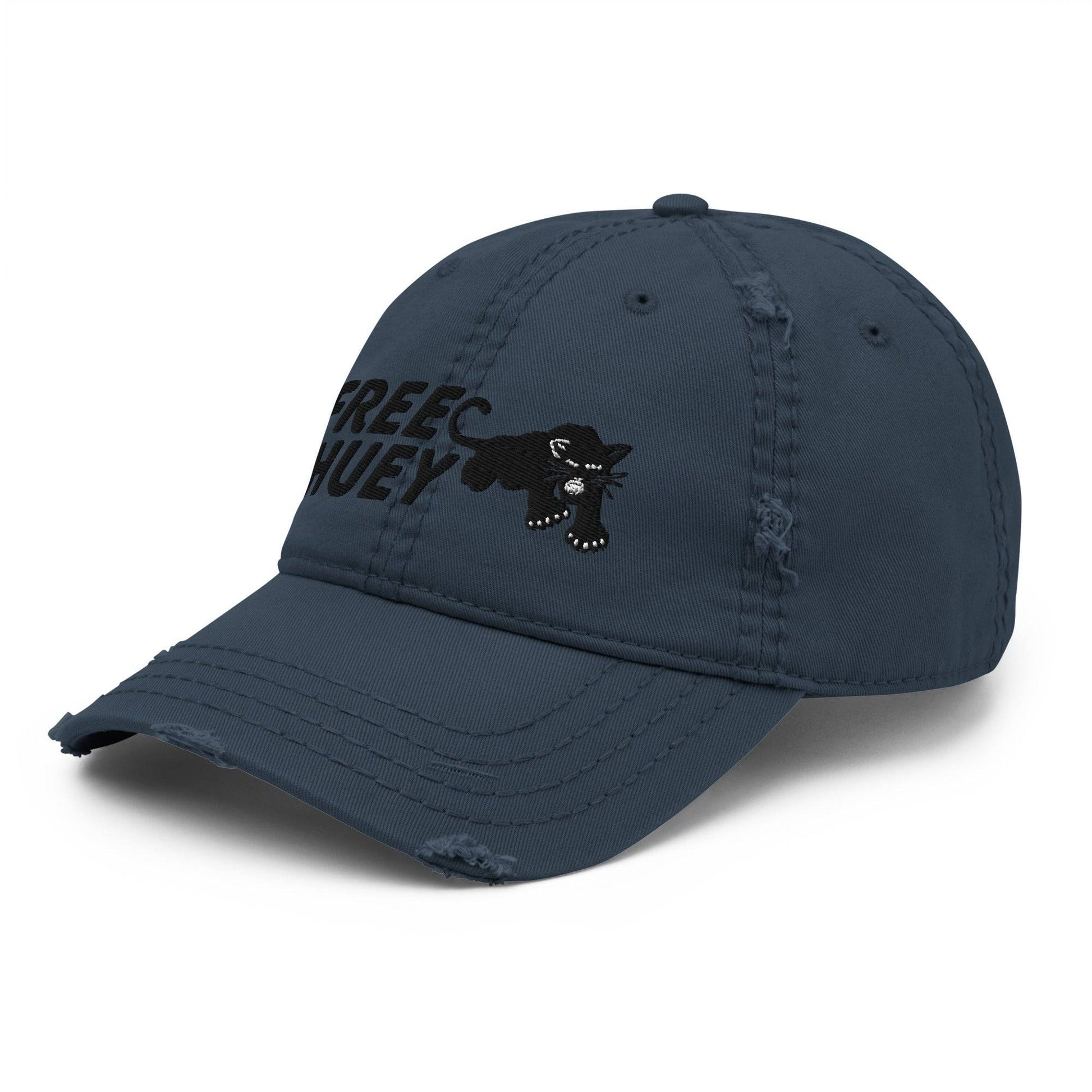 Navy Free Huey Black Panther Party distressed hat side view