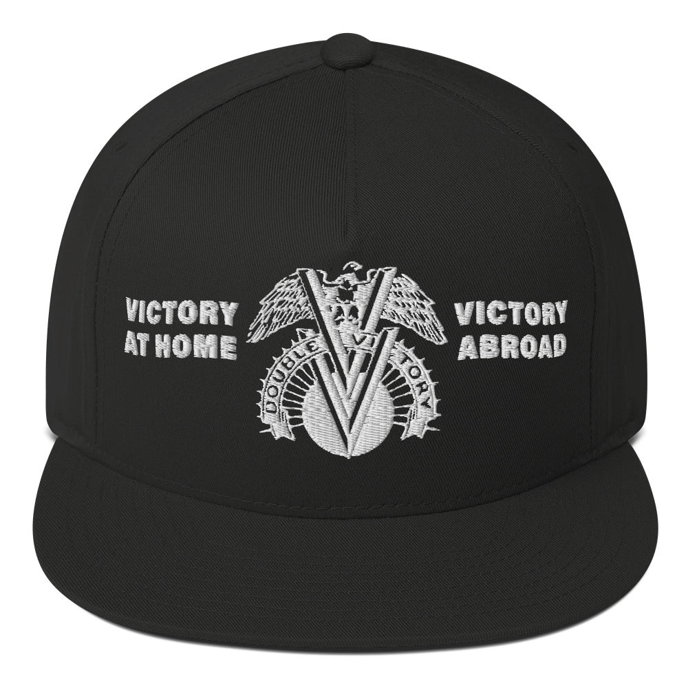 a black hat with the double v victory at home logo on it