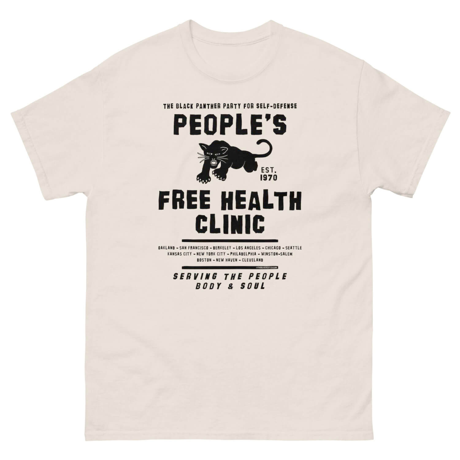 Natural beige People's Free Health Clinic Black Panthers T-Shirt