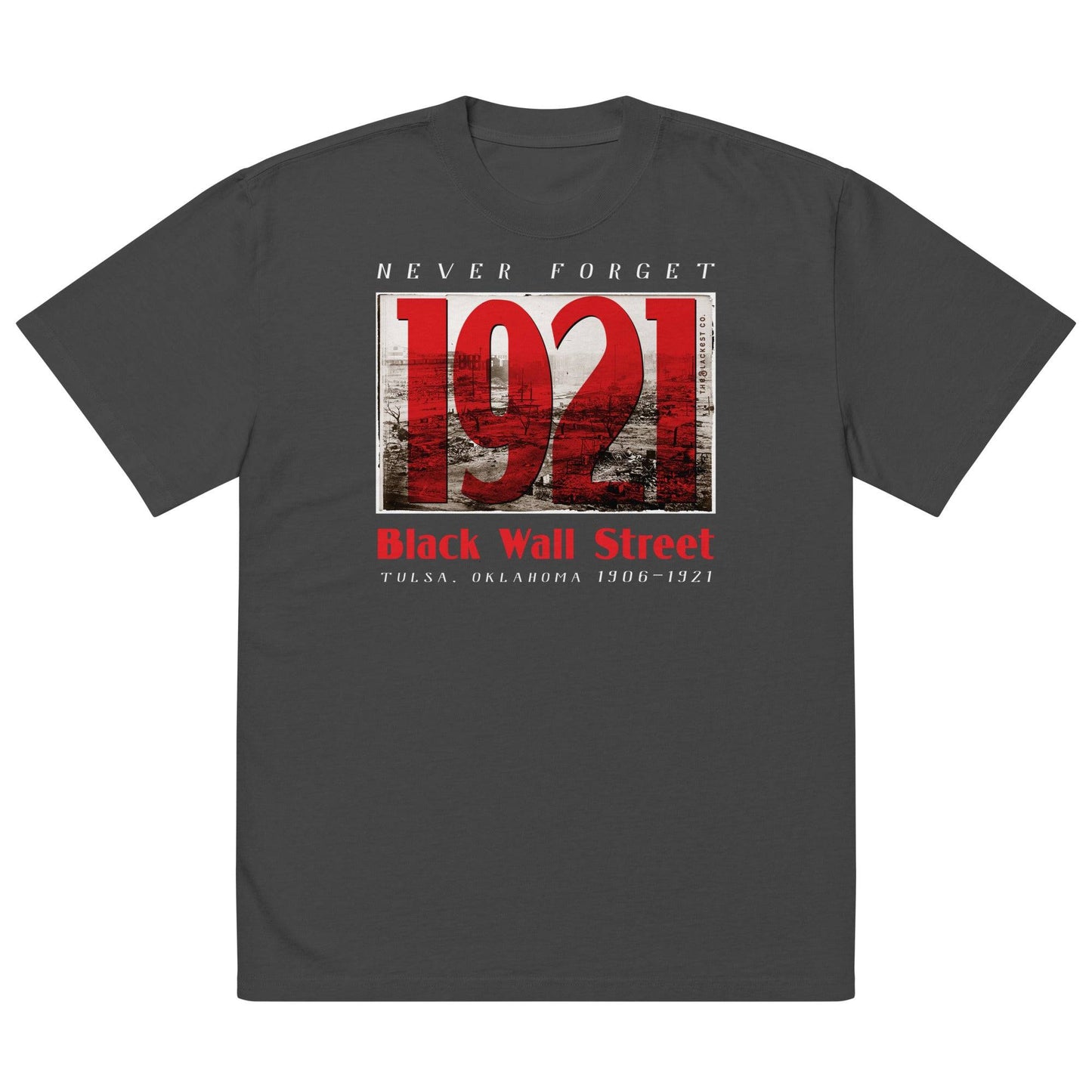 Black Wall Street 1921 oversized faded t-shirt, front view