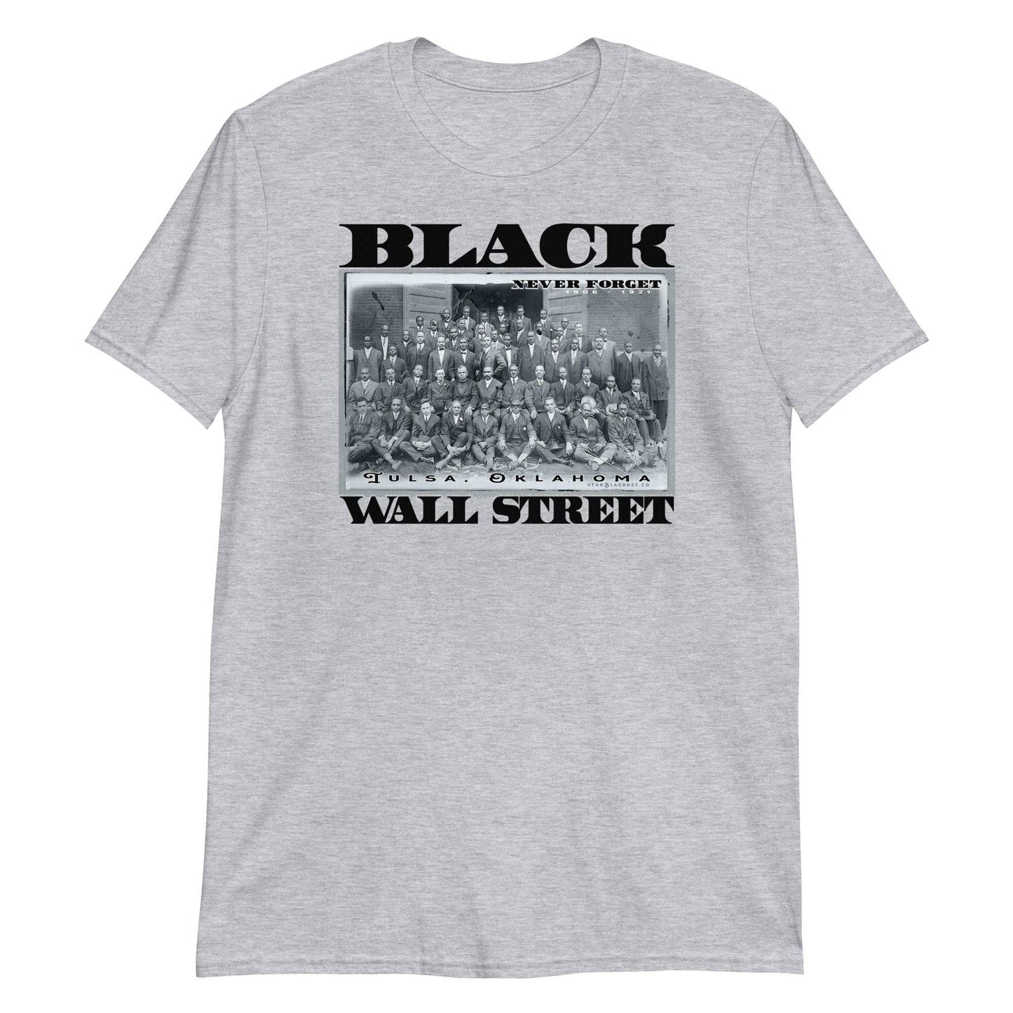 Black Wall Street vintage history t-shirt, gray, front view