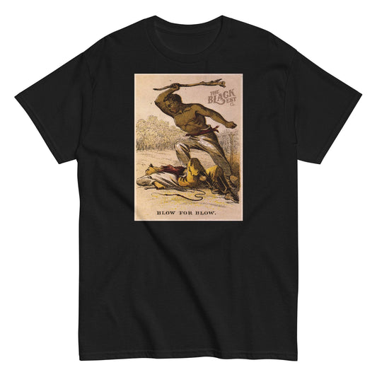 Blow For Blow | The Slave in 1863 Card Series T-Shirt in black with historic resistance artwork. A tee honoring Black culture and civil rights and real Black history.