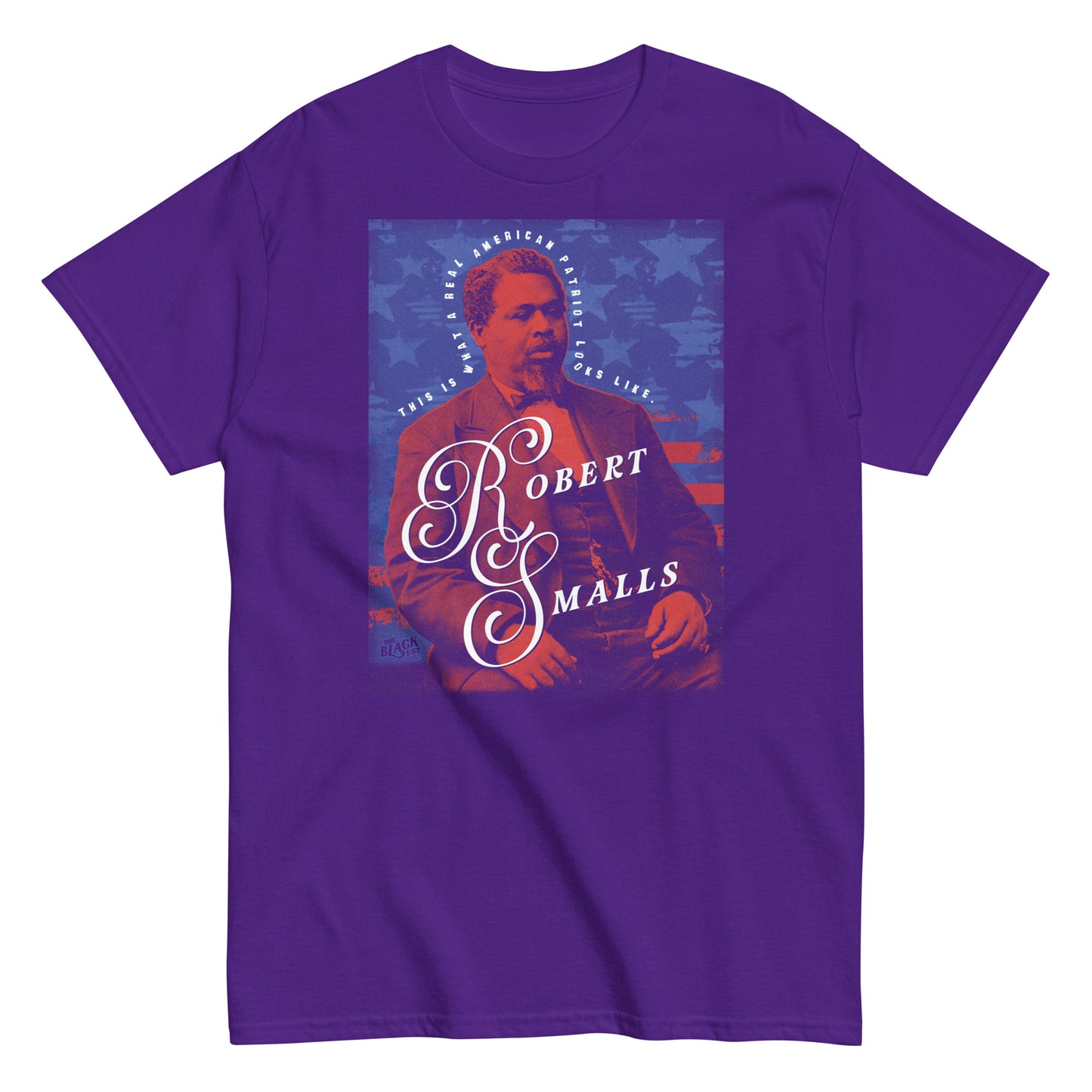 Purple Robert Smalls Real American Patriot Unisex T-shirt with patriotic design and historical tribute to Black American leader.