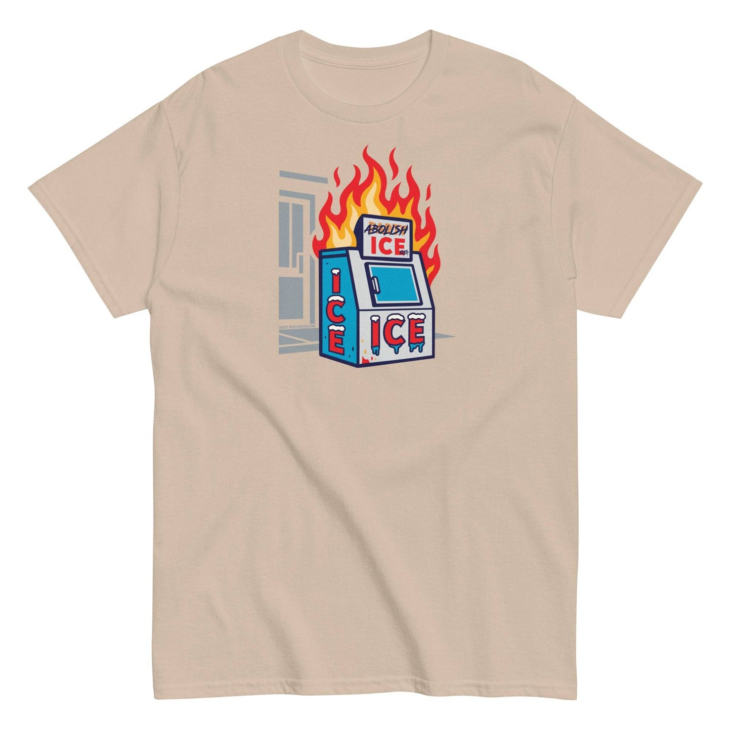 Cream Abolish ICE Statement Staple Unisex T-Shirt with vibrant activist graphic, designed by TheBlackest Co. for statement-making style.