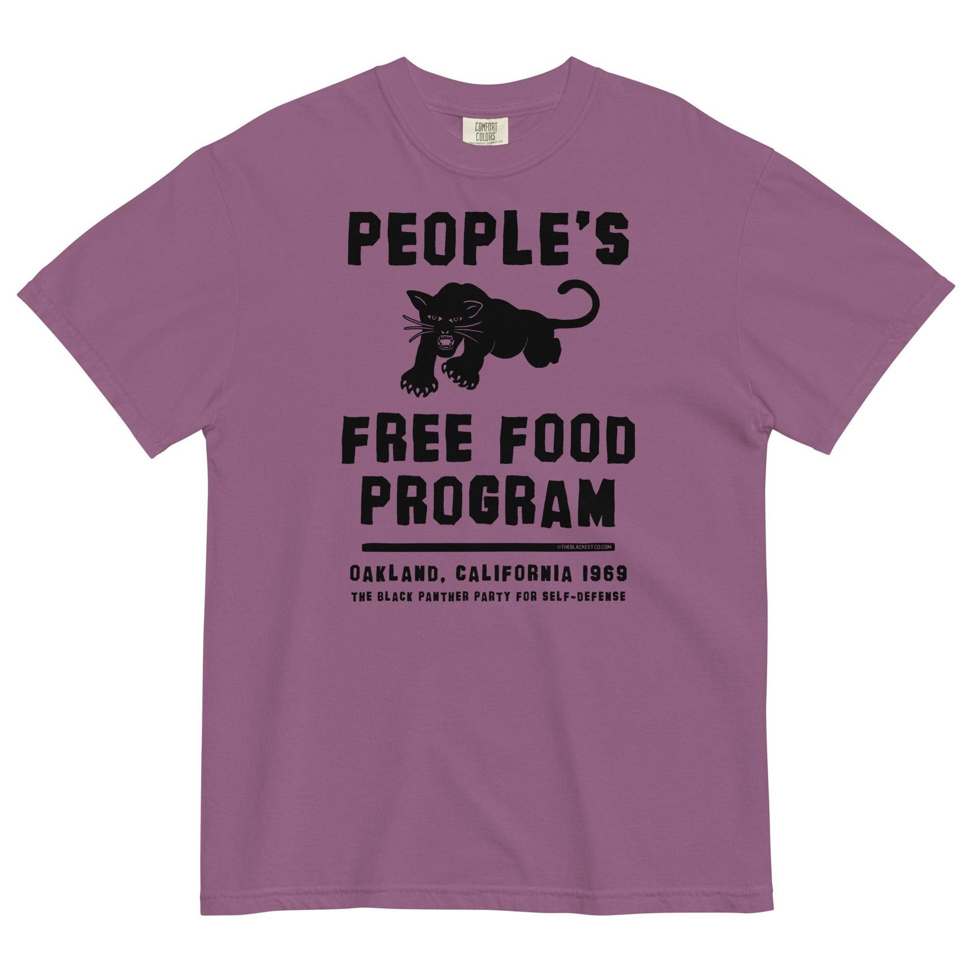 Purple People's Free Food Program T-shirt with Black Panther graphic