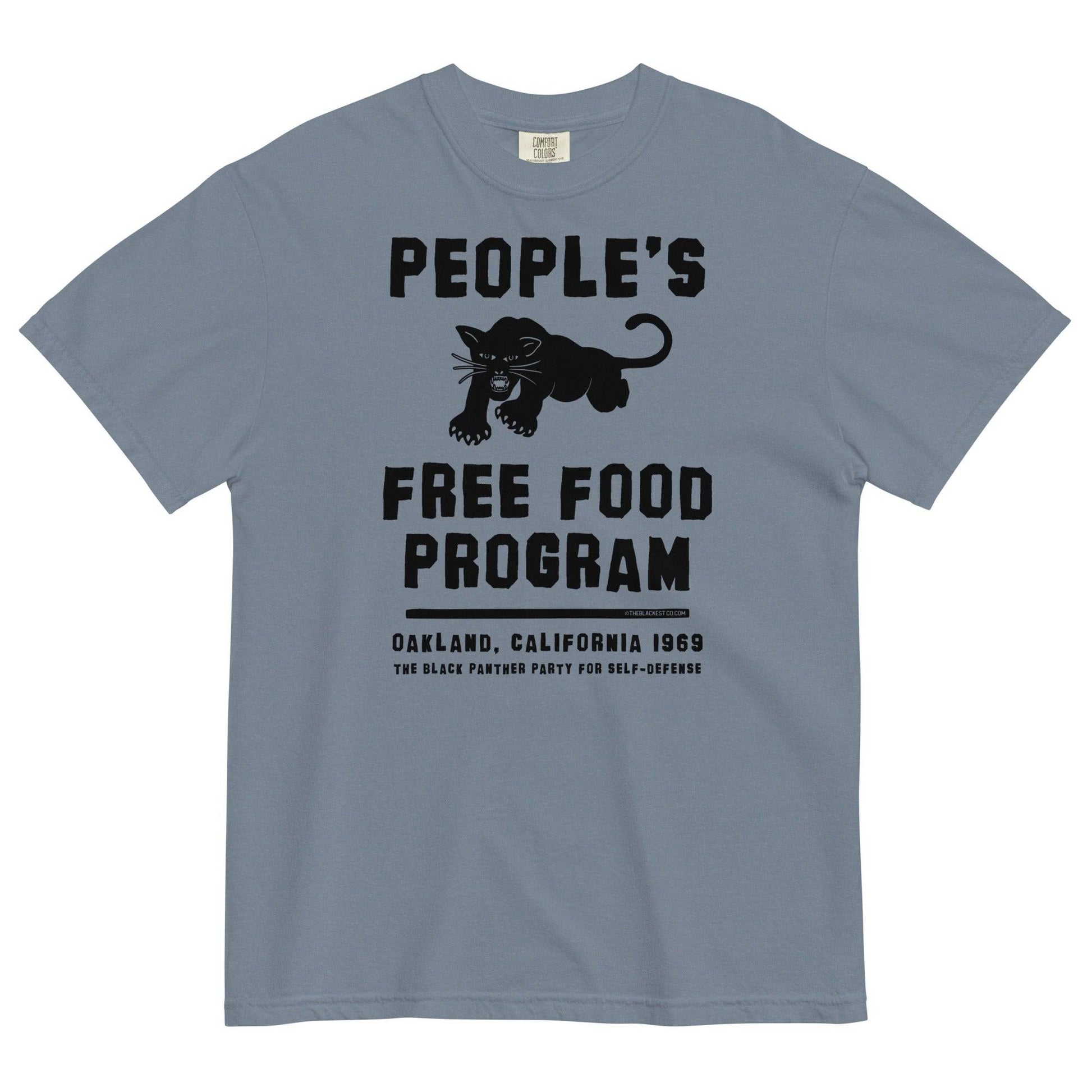 Blue People's Free Food Program T-shirt with Black Panther graphic