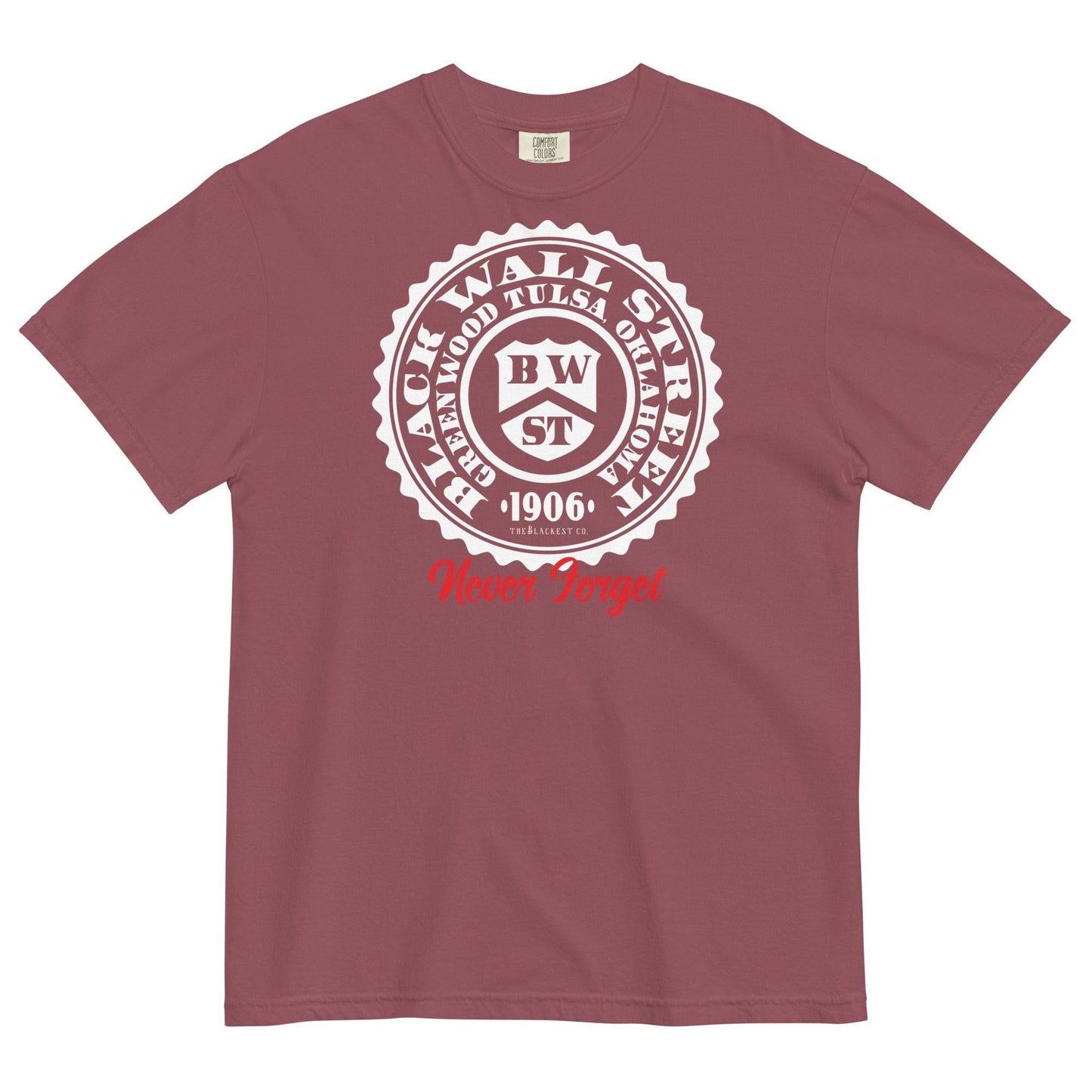 Maroon Black Wall Street Seal heavyweight men's tee