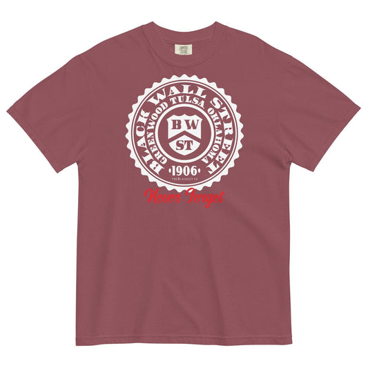 Maroon Black Wall Street Seal heavyweight men's tee