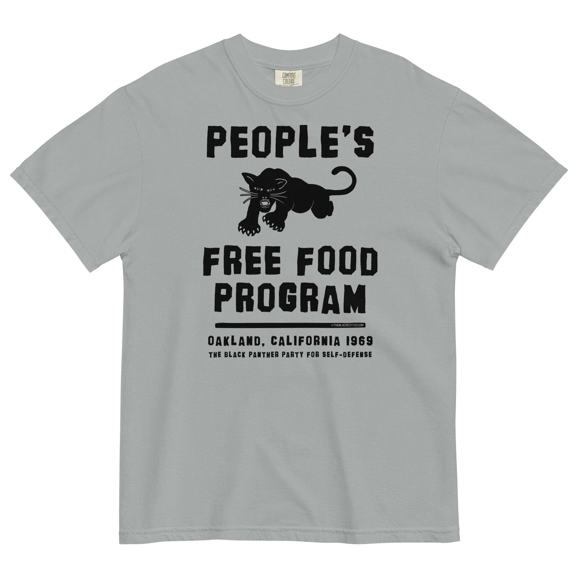 Light gray People's Free Food Program T-shirt with Black Panther graphic