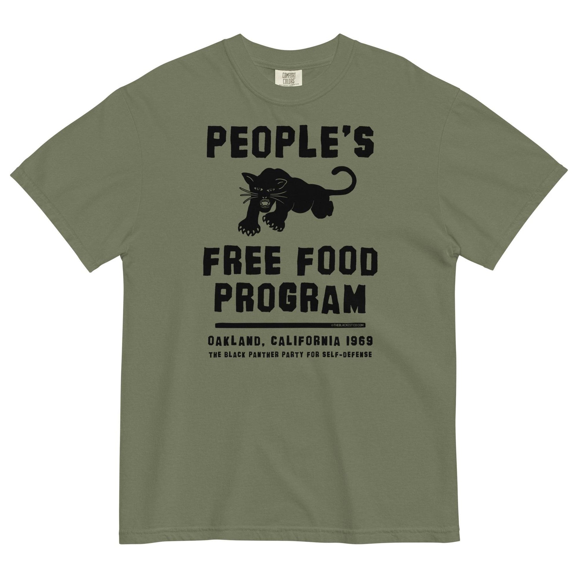 Green People's Free Food Program T-shirt with Black Panther graphic