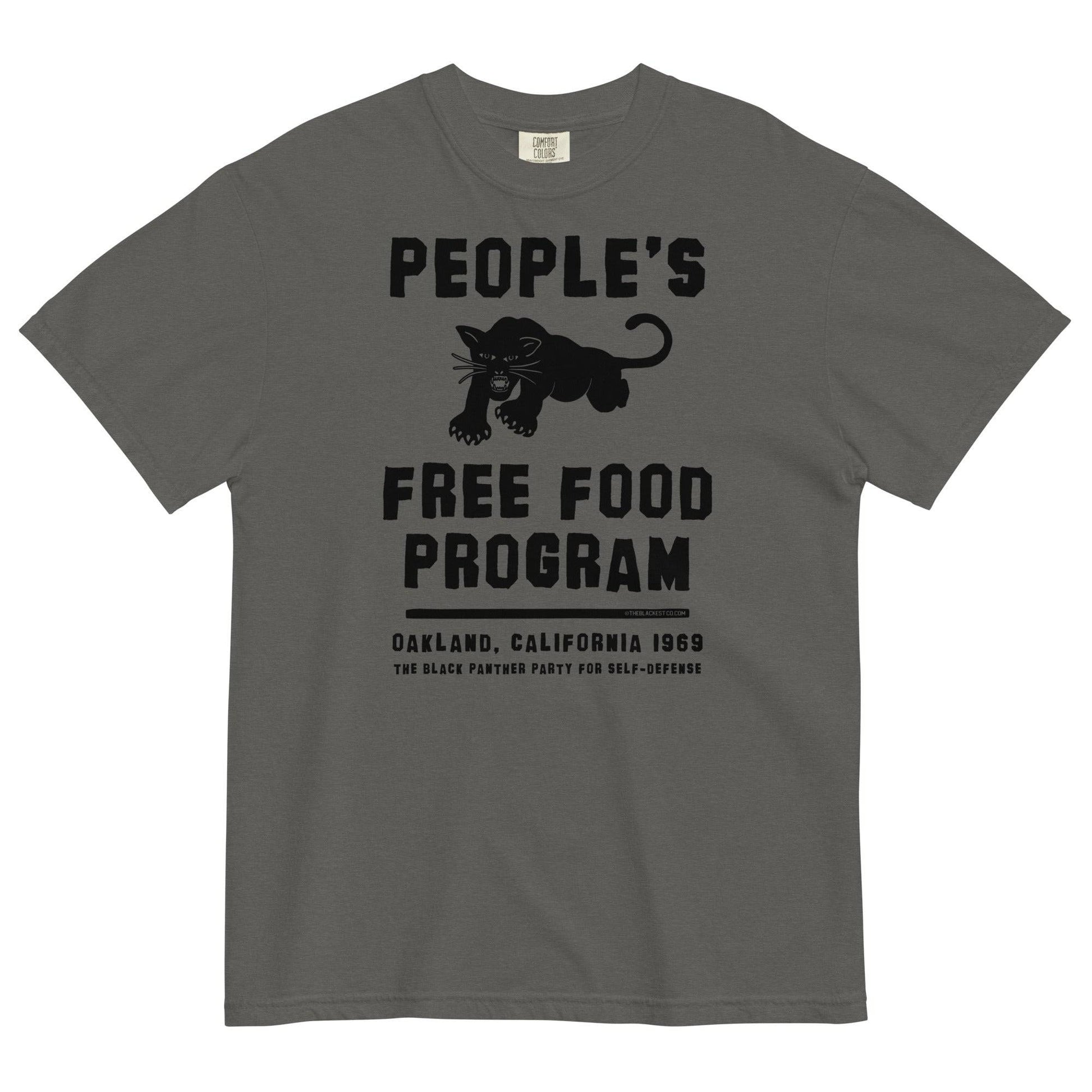 Gray People's Free Food Program T-shirt with Black Panther graphic