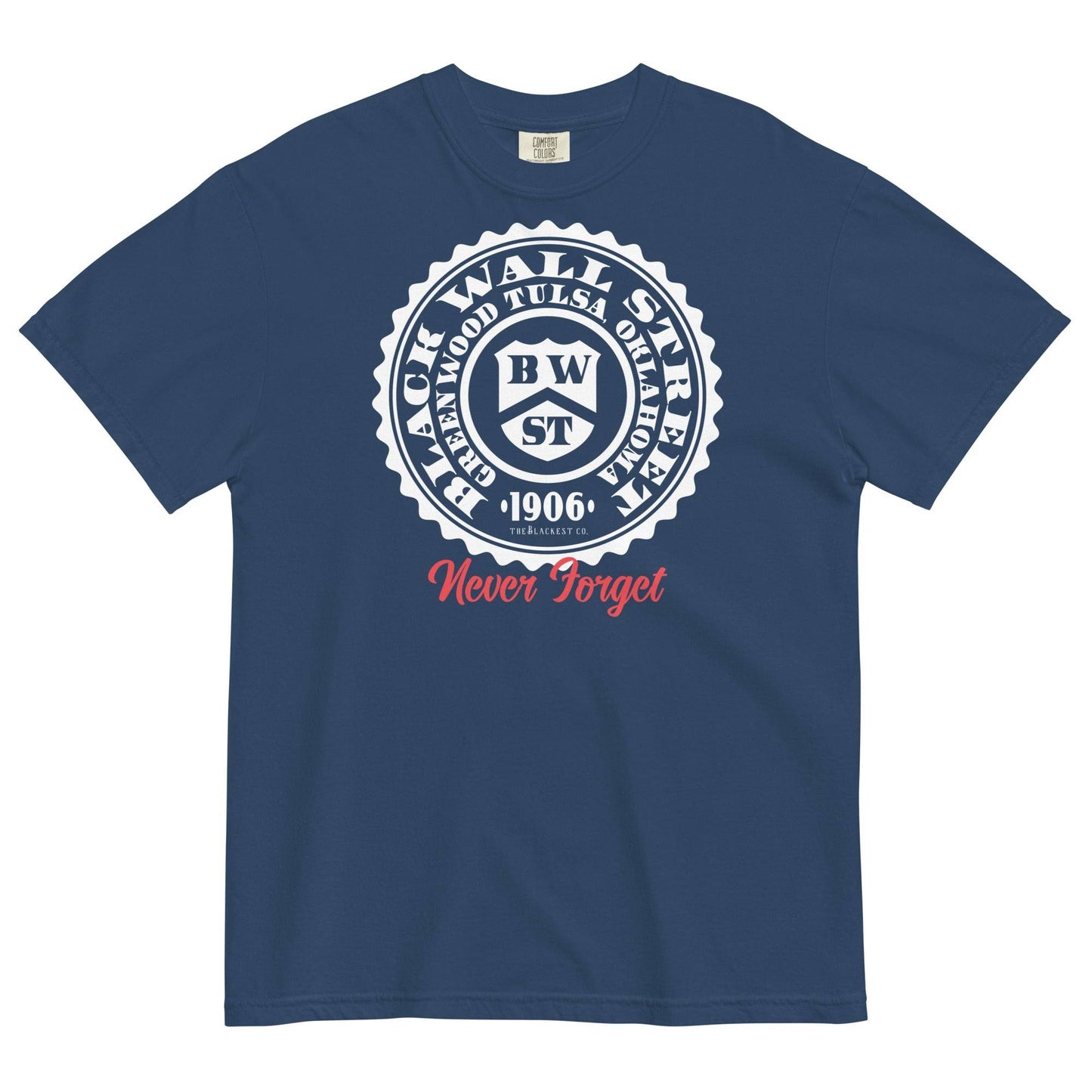 Navy Black Wall Street Seal heavyweight men's tee