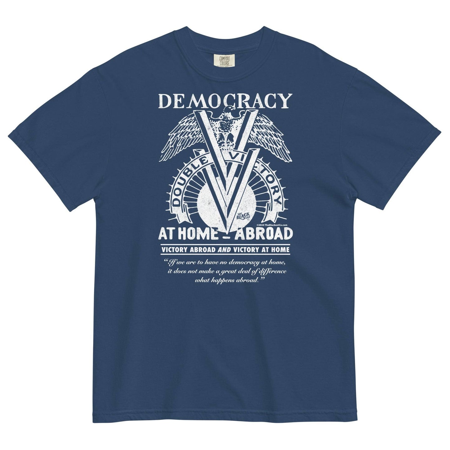Blue Double V Campaign WWII Black Soldiers T-shirt