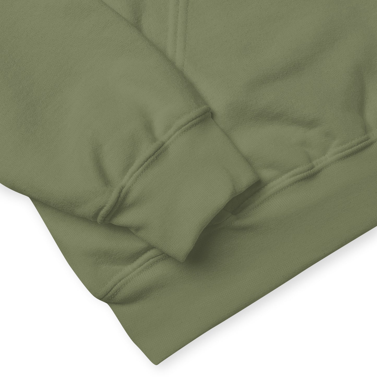 Sleeve detail of green People's Free Food Program hoodie.