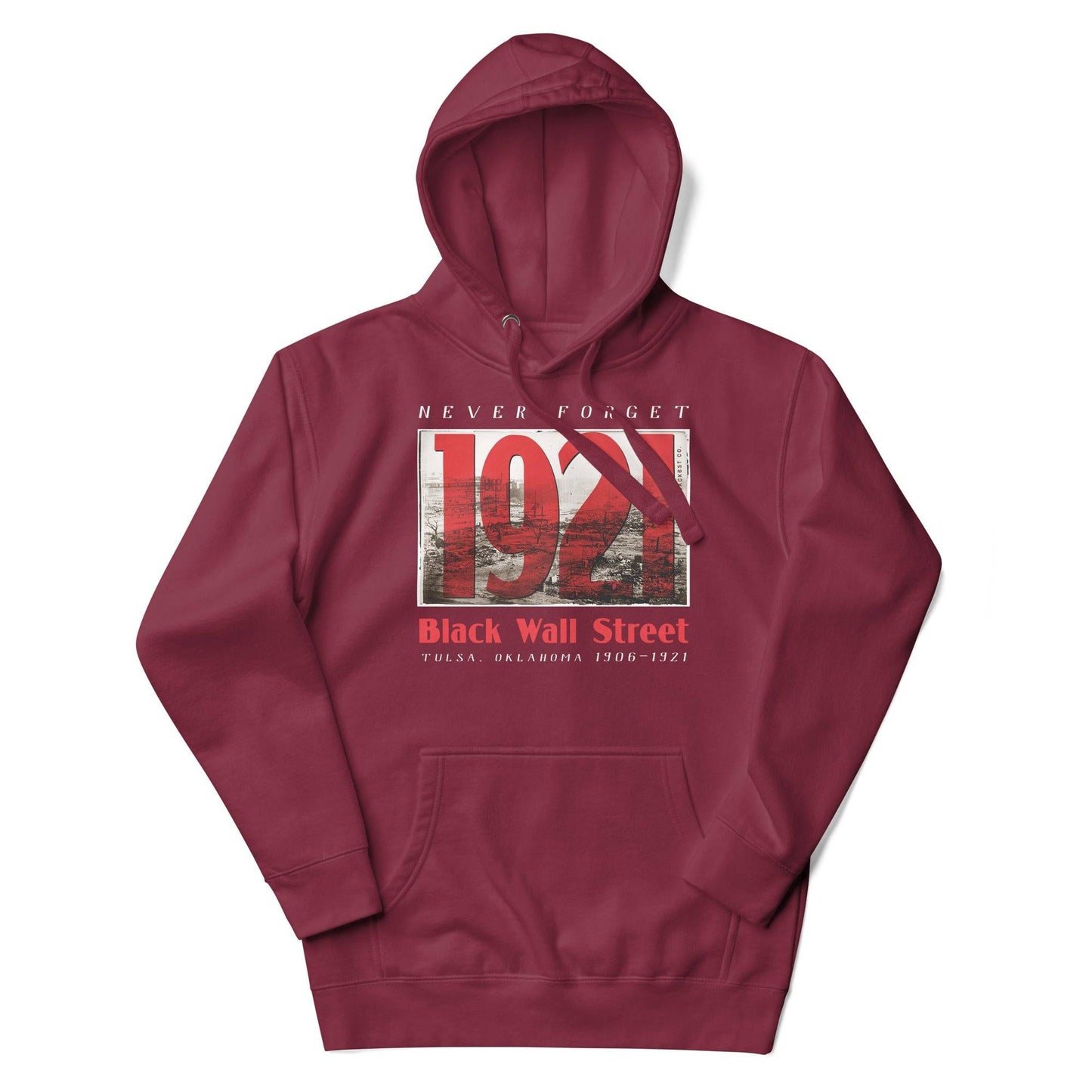 Black Wall Street 1921 hoodie in maroon