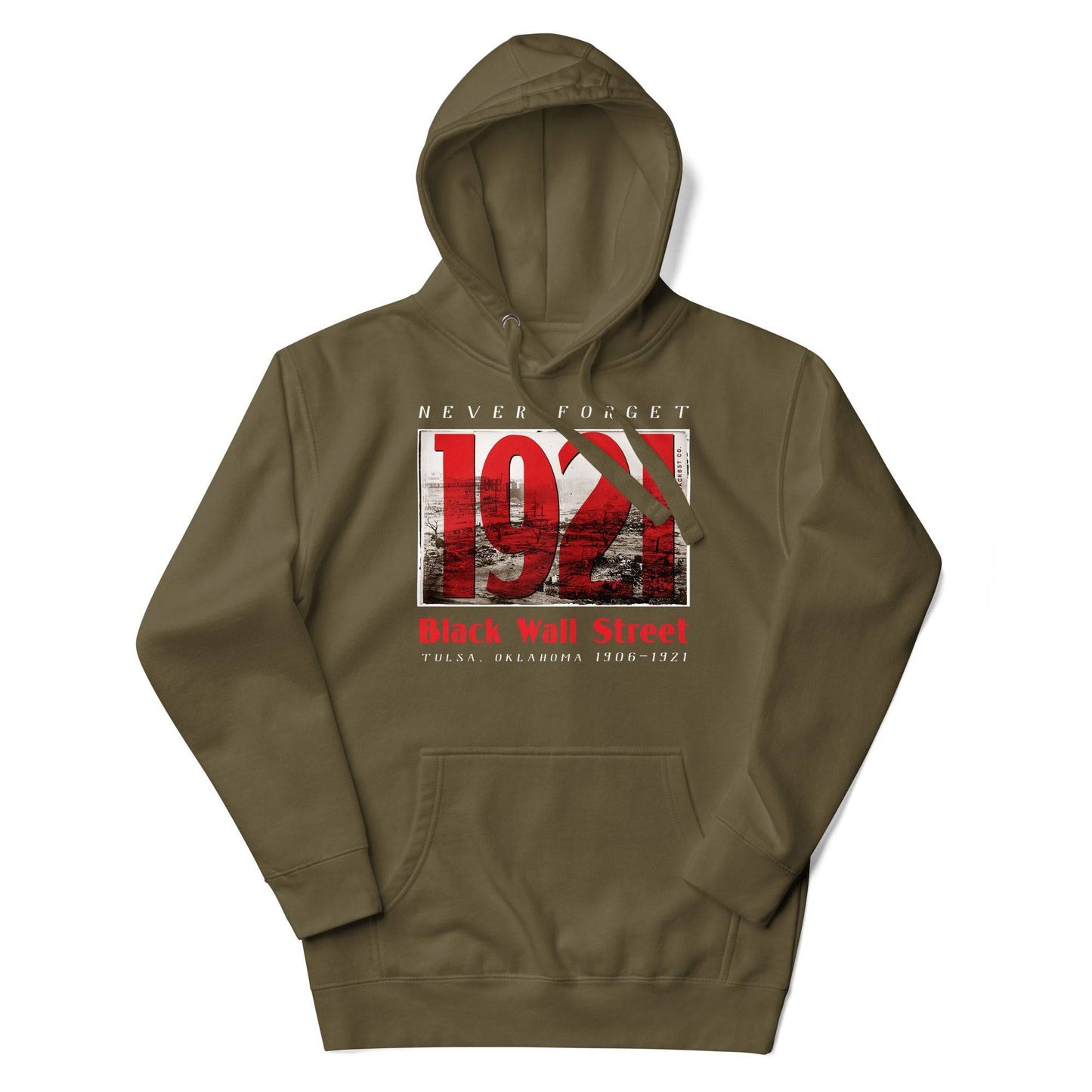 Black Wall Street 1921 hoodie in olive green