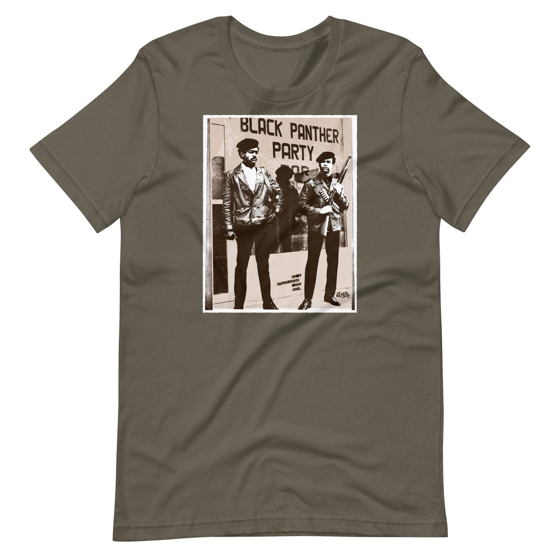 a t - shirt with a picture of huey newton and bobby seale standing next to each other
