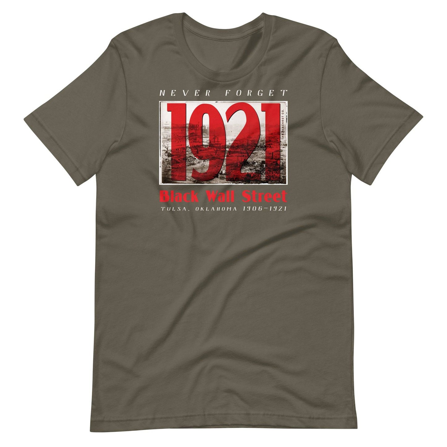 Black Wall Street 1921 tribute t-shirt in olive