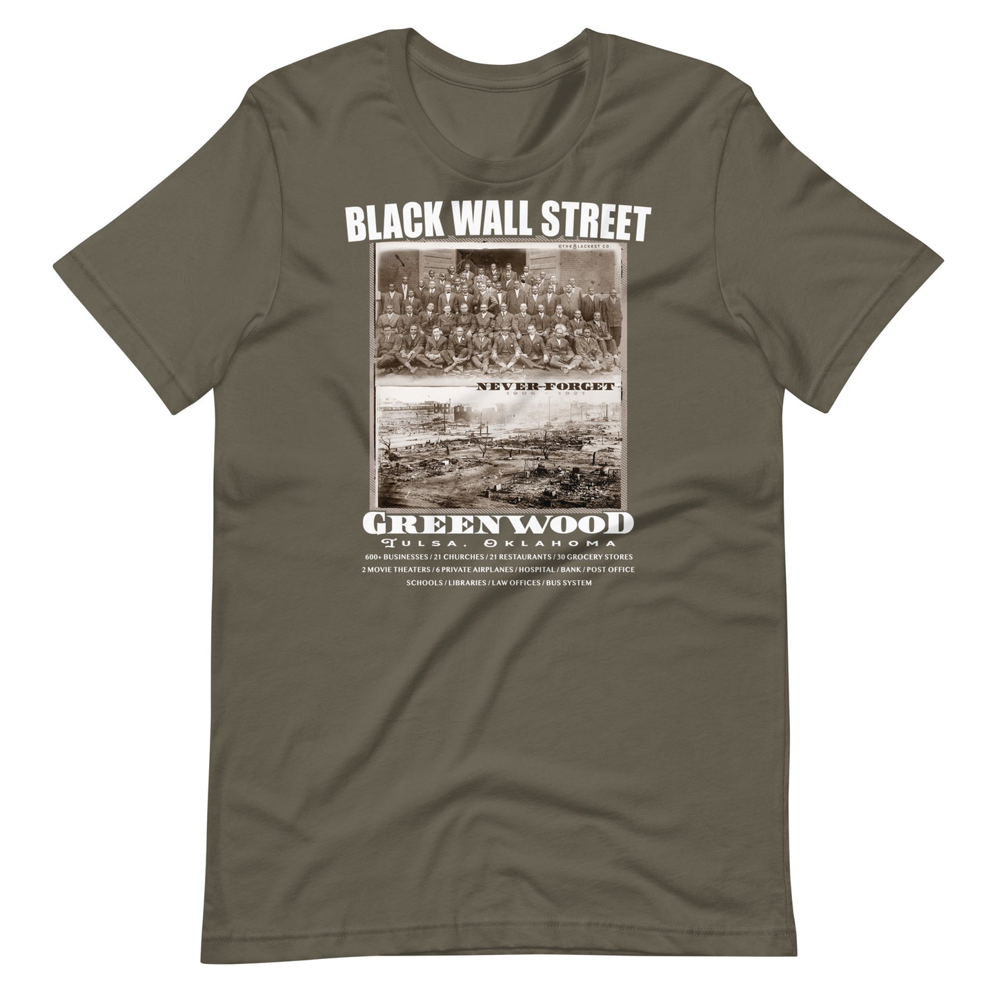 a t - shirt with with a black wall street vintage photo on it