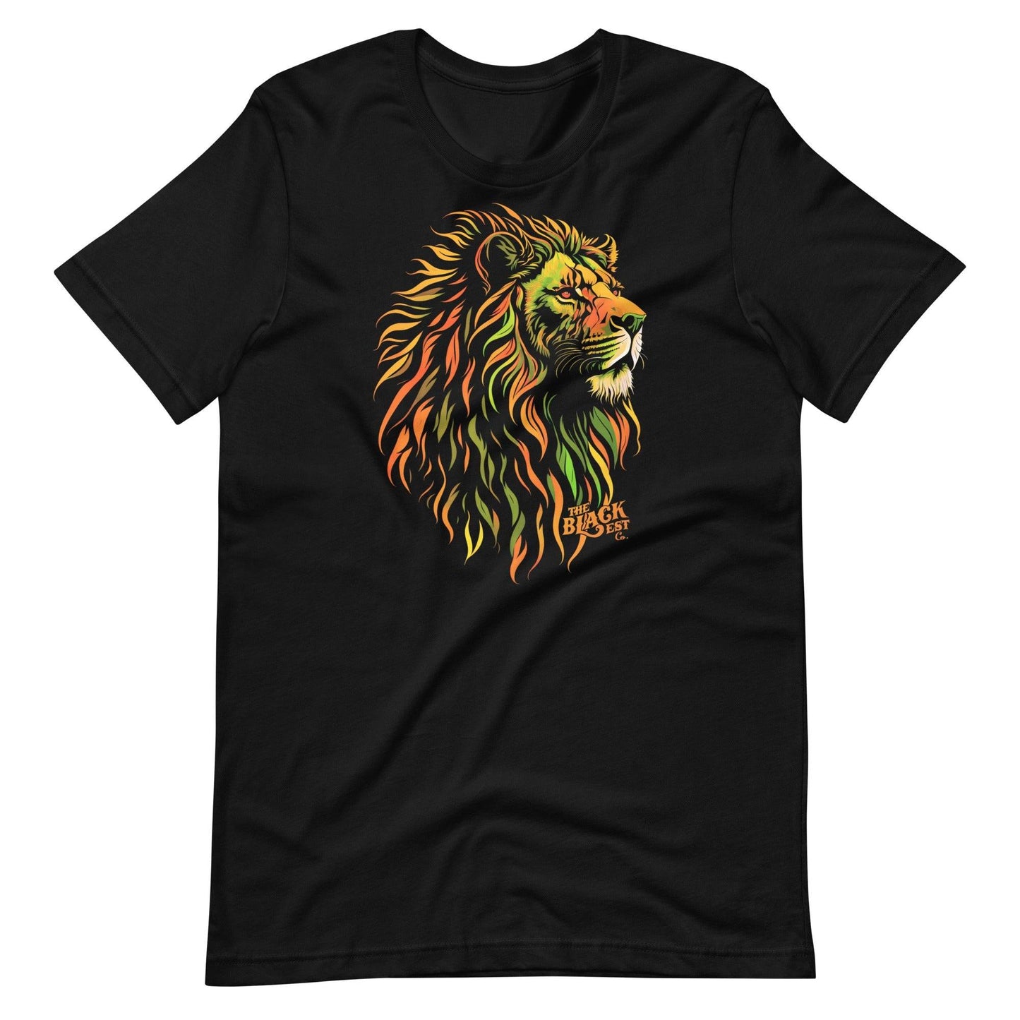 Black t-shirt with Pan-African lion head design