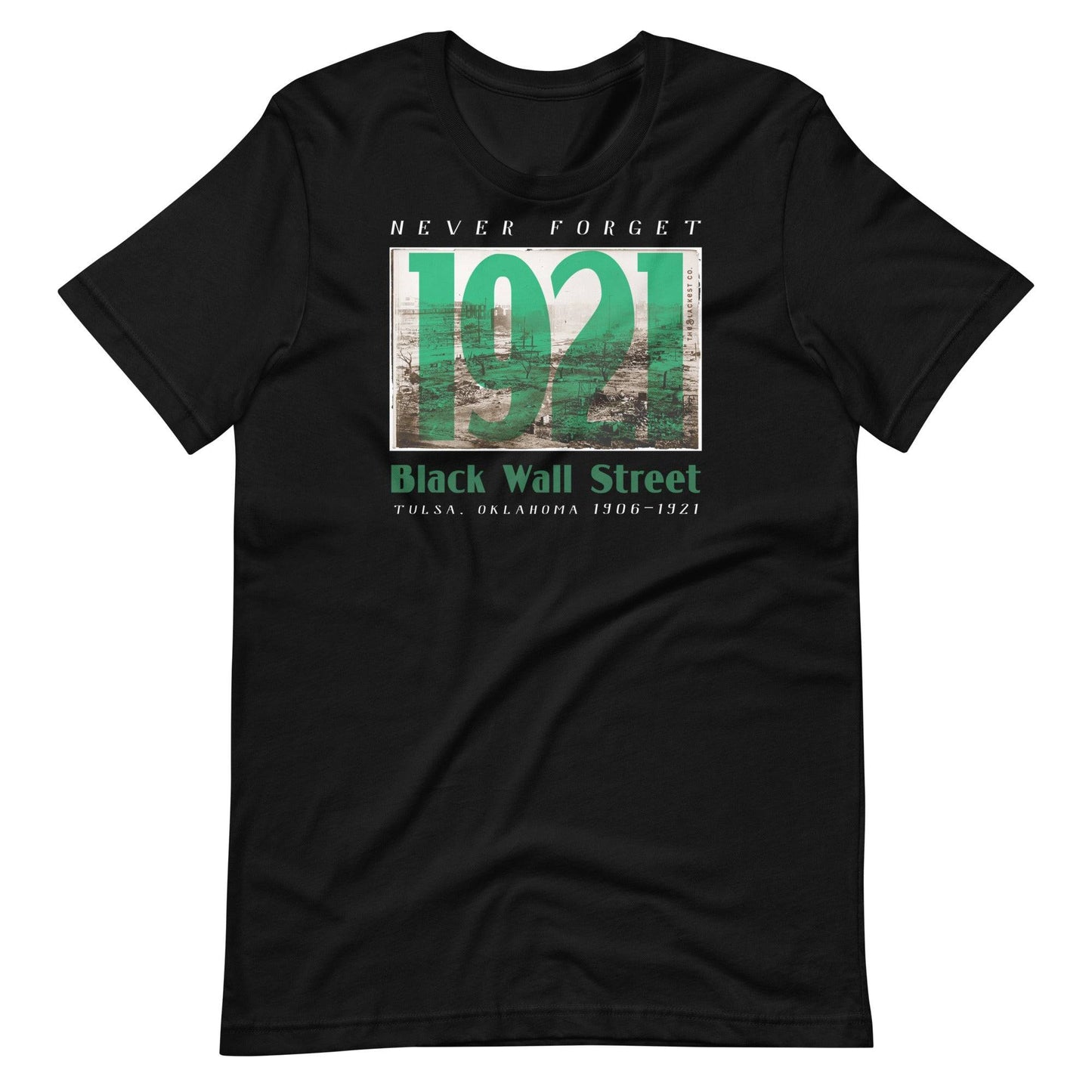 Black Wall Street 1921 t-shirt in black, vintage design.
