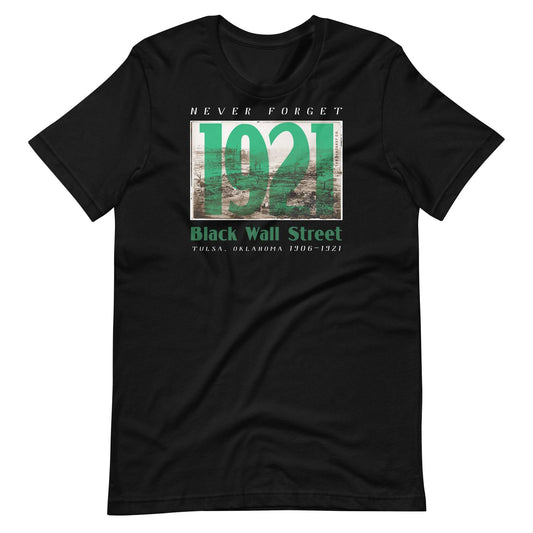 Black Wall Street 1921 t-shirt in black, vintage design.