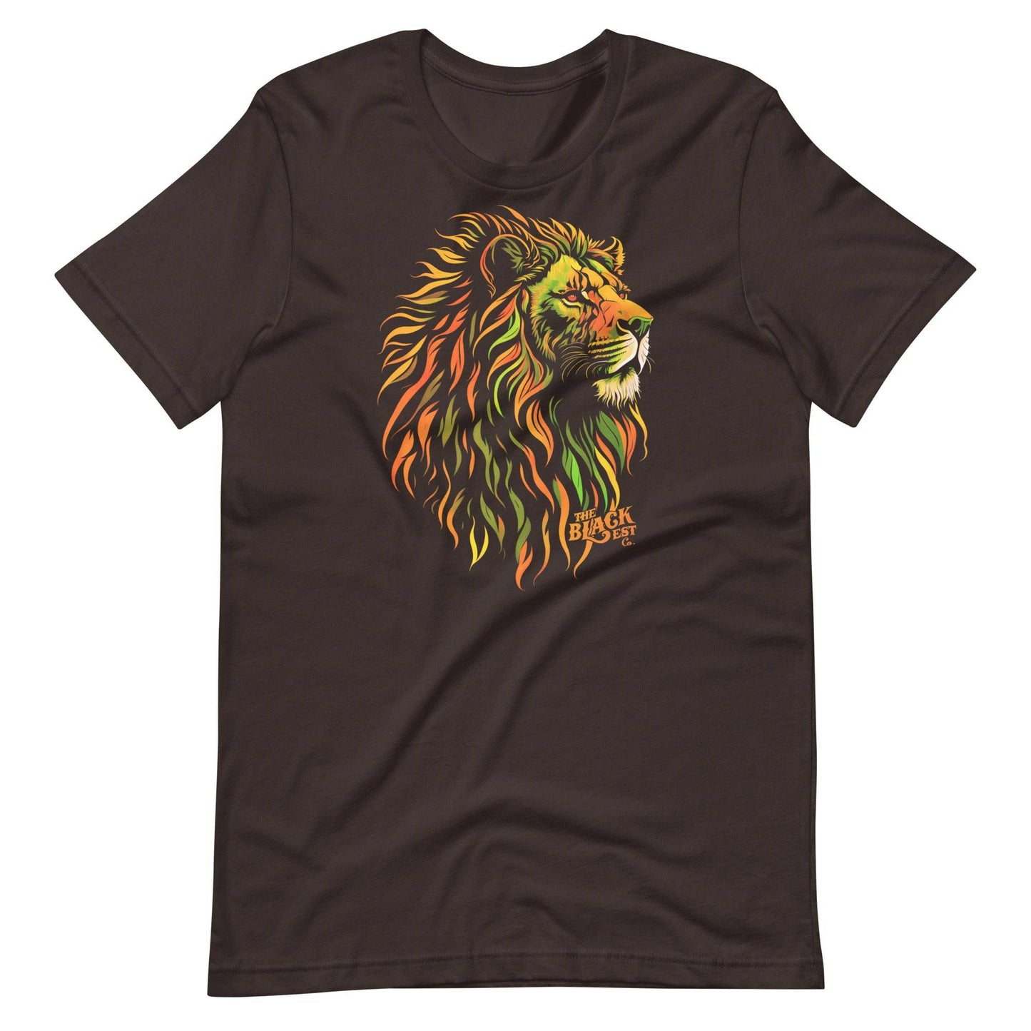 Brown t-shirt with Pan-African lion head graphic