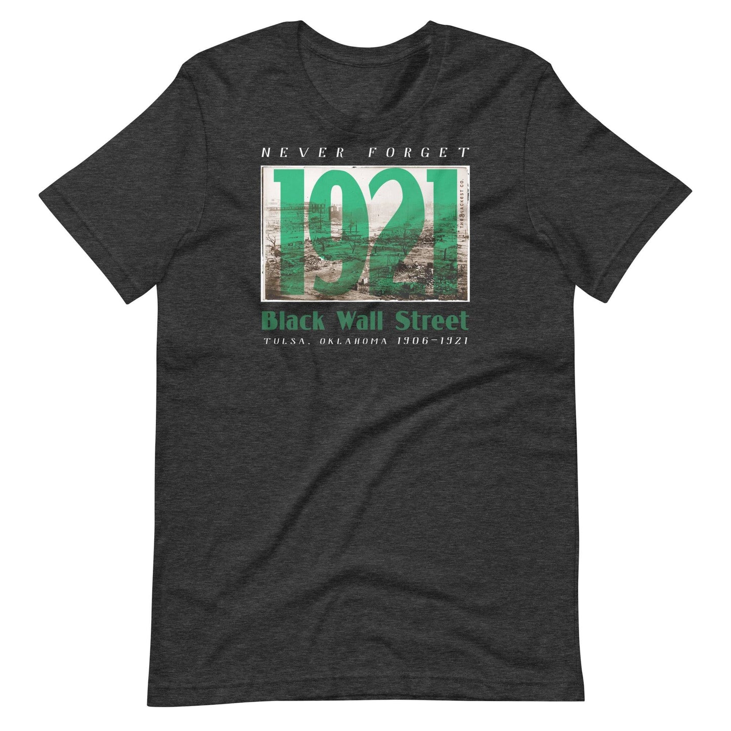 Black Wall Street 1921 t-shirt in dark gray, vintage design.