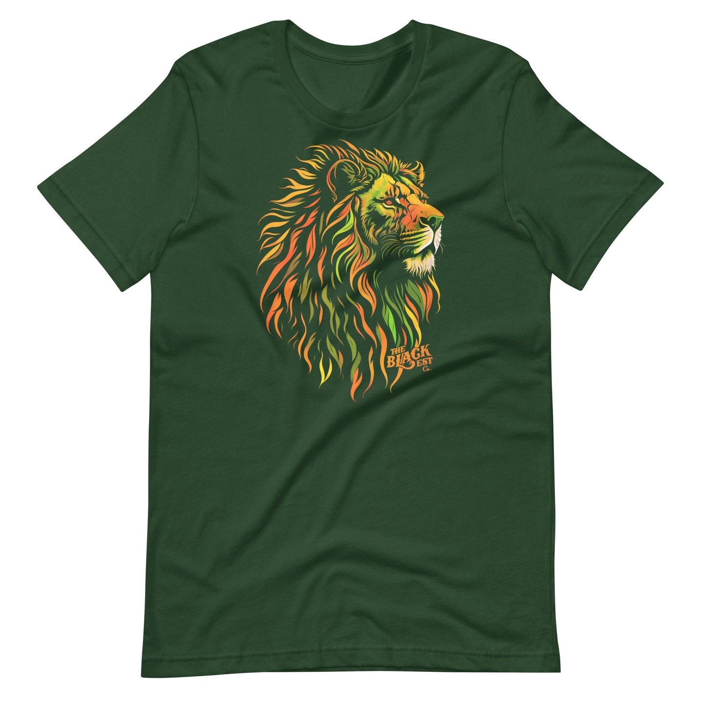 Green t-shirt featuring Pan-African lion head