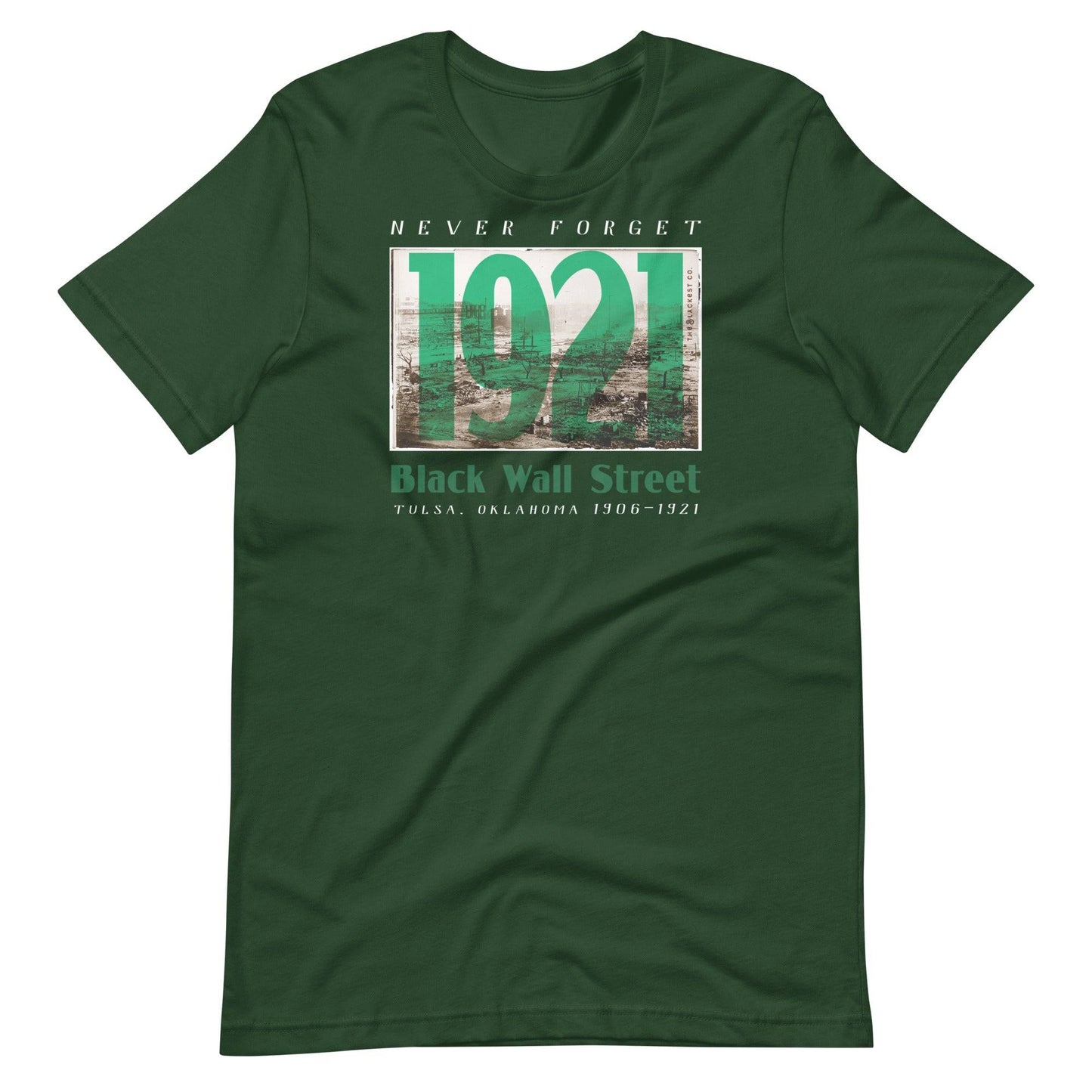 Black Wall Street 1921 t-shirt in green, vintage design.