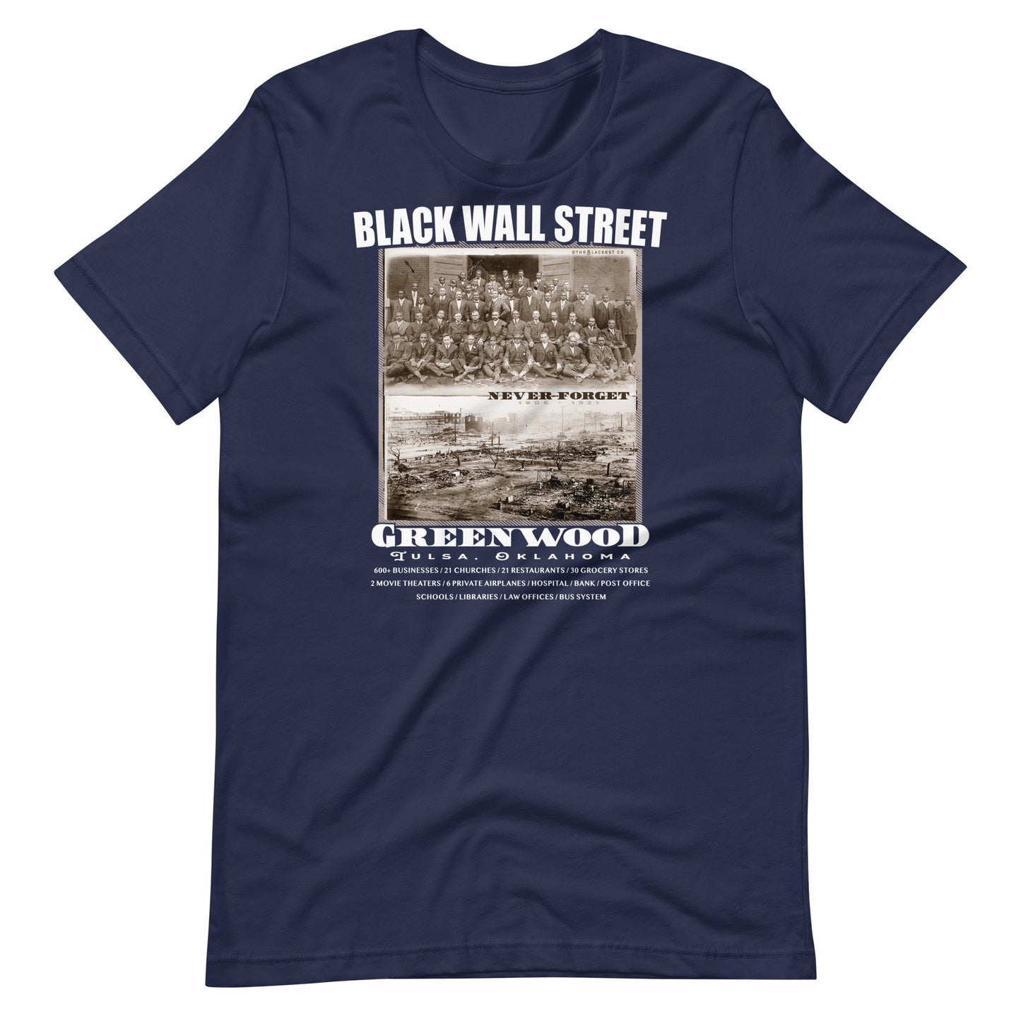 a black wall street t - shirt with an old photo of before and after