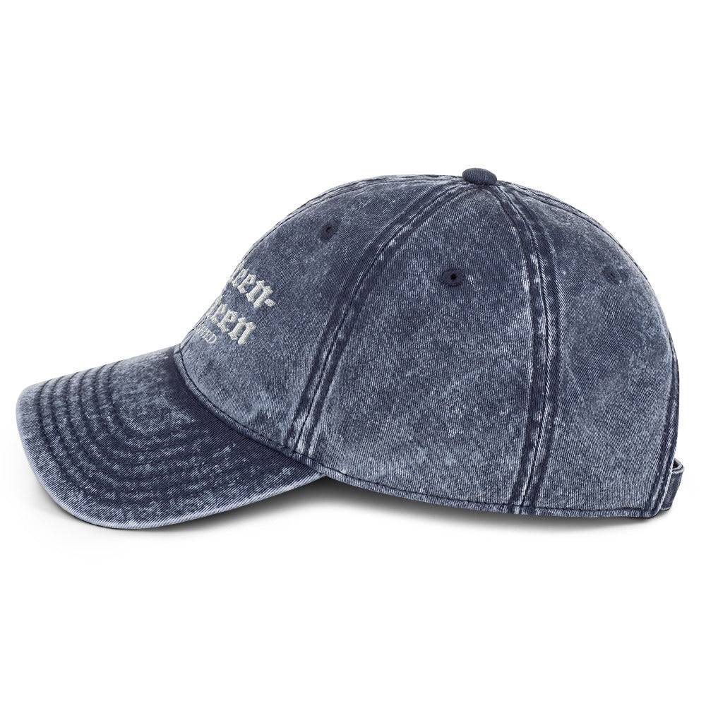 a blue hat with the words, happy new year written on it