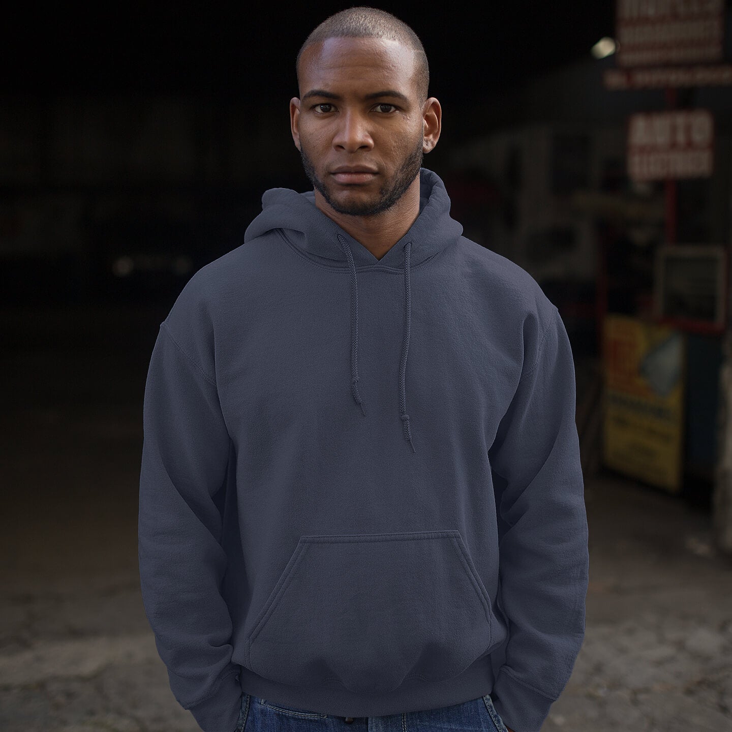 Front view of charcoal gray Why The Far Right Is Angry Hoodie by TheBlackest Co., minimalist front with cozy fit and drawstring hood.