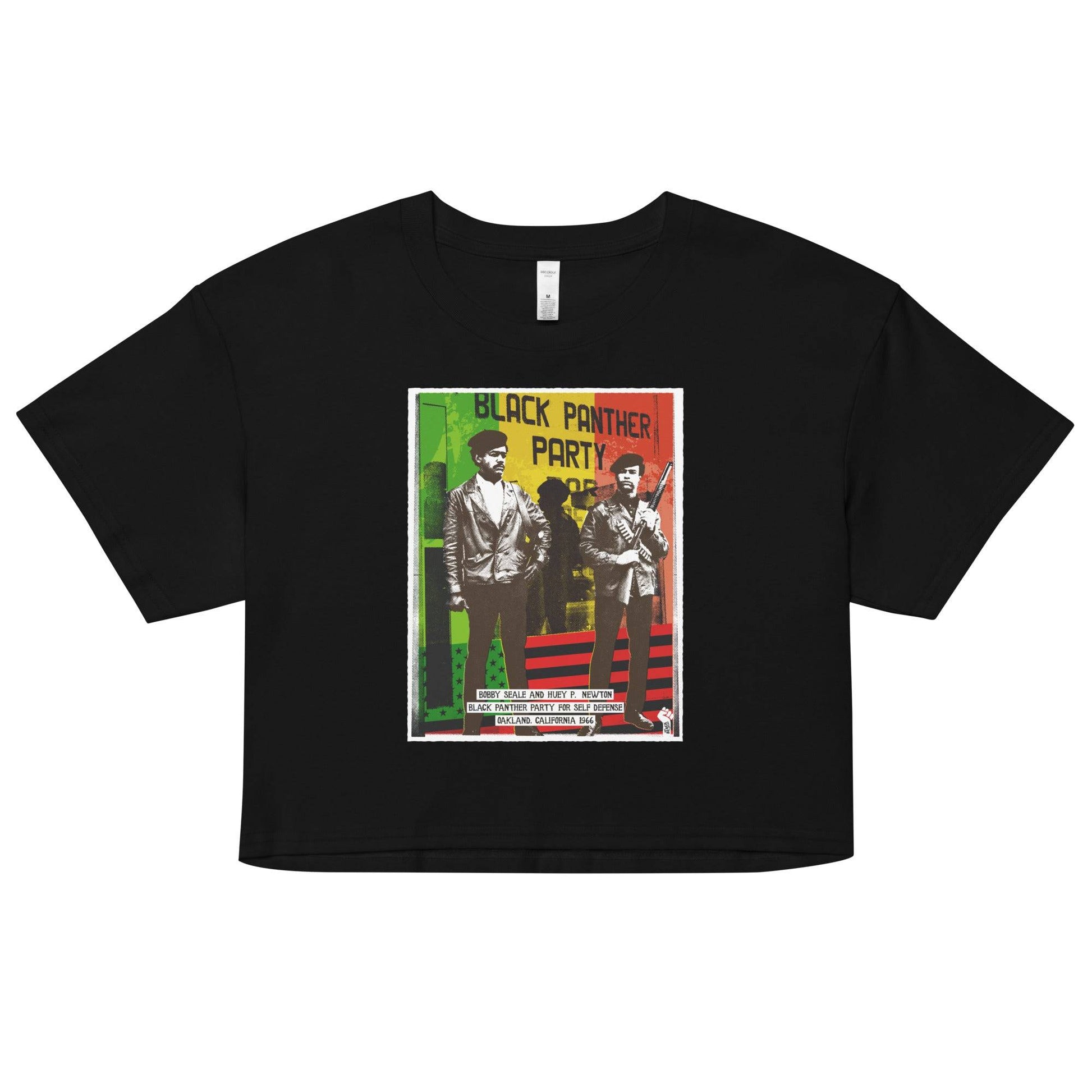 Black Black Panther Party crop top tee with graphic design