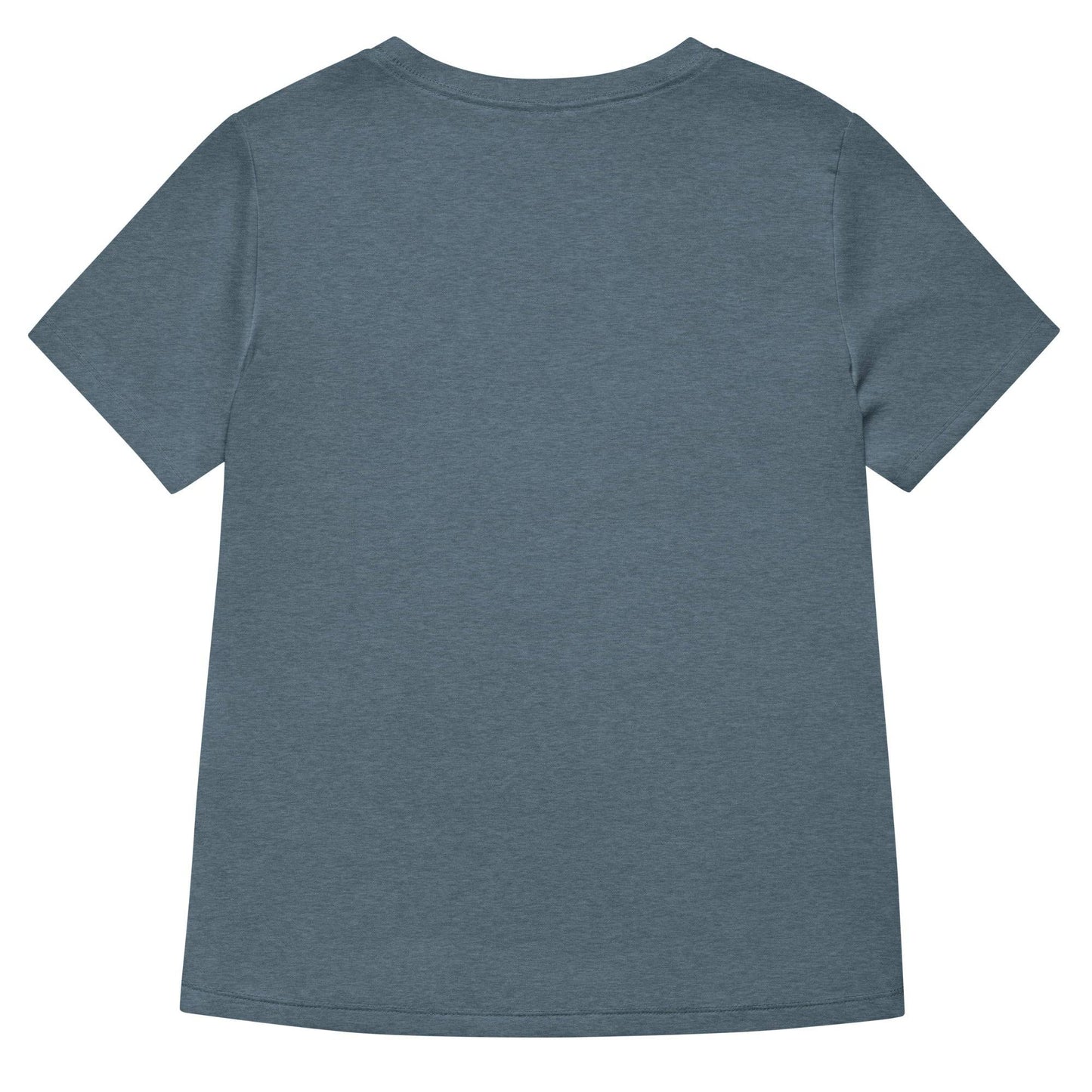 Back view of Black Panthers People's Free Food Program Women's V-neck Tee in heather blue, featuring clean and simple design.