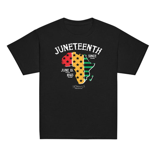 a black t - shirt with the words juneteeth on it