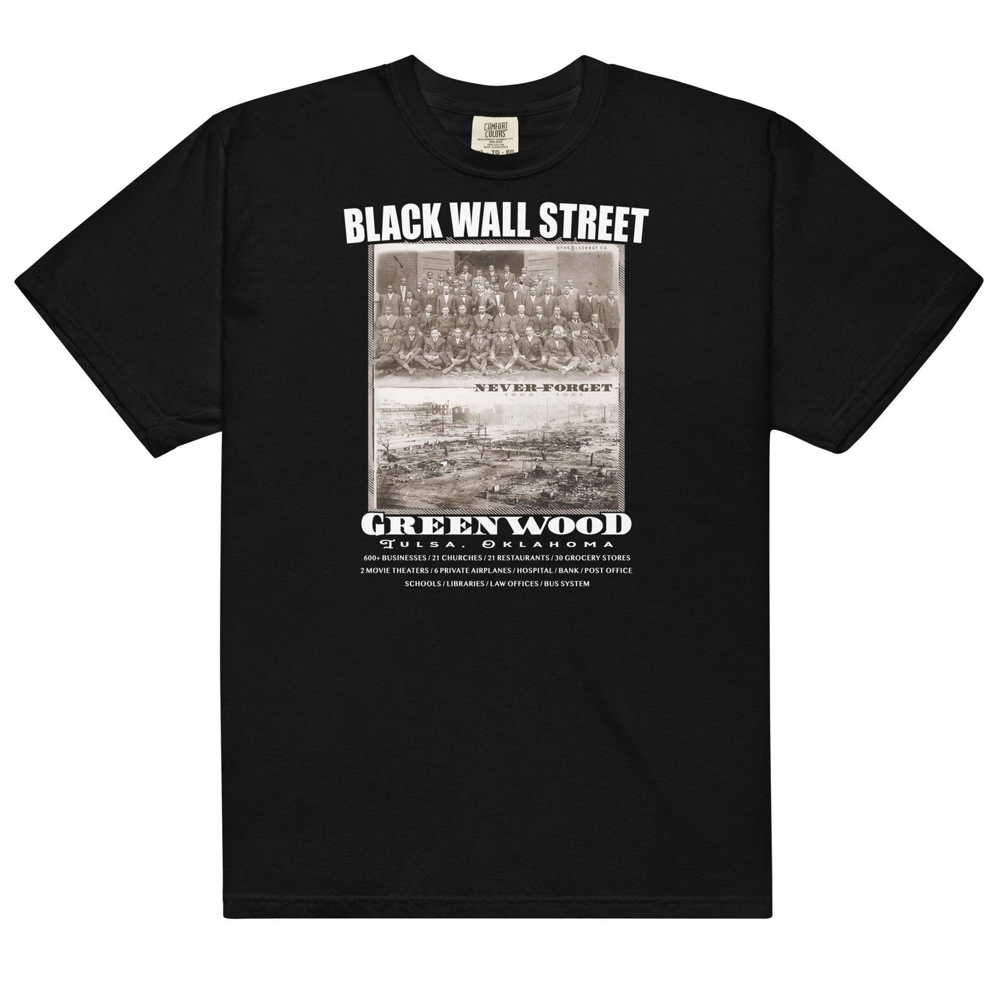 Black Wall Street black t-shirt with historical print