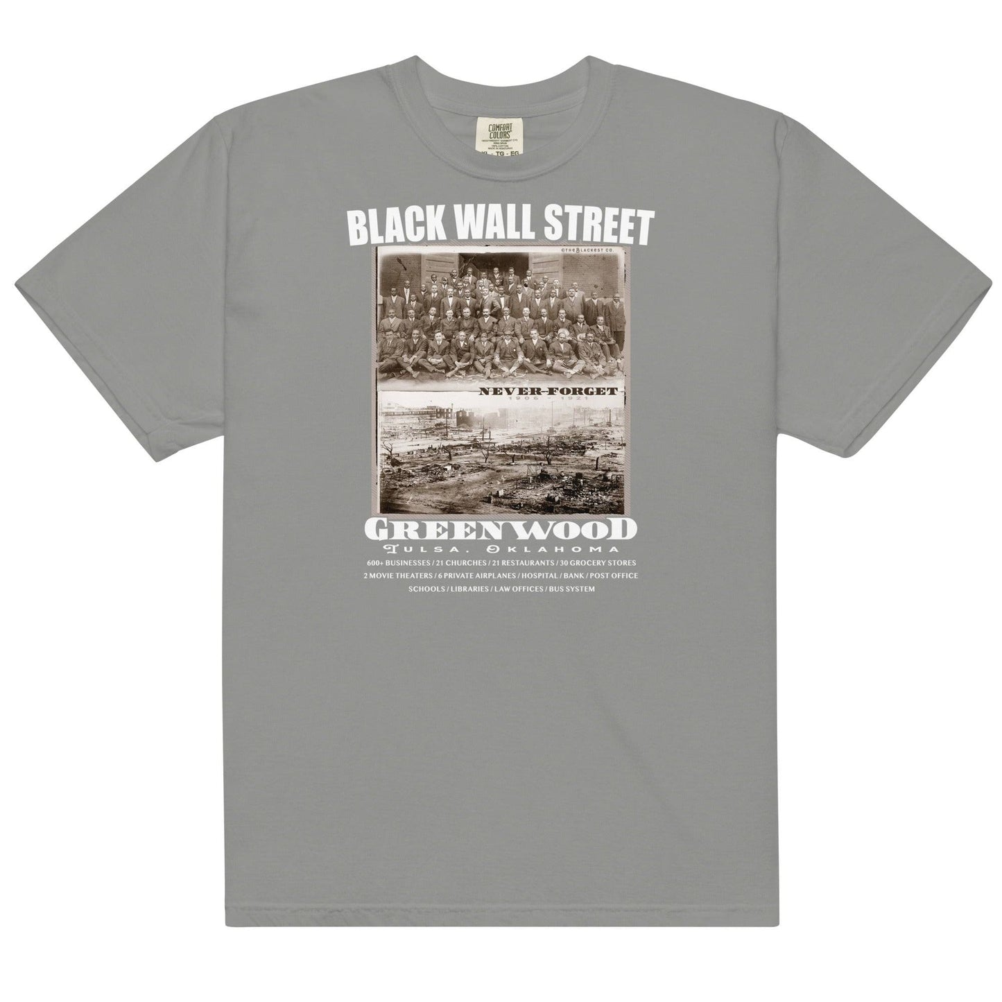 Black Wall Street gray t-shirt with historical print