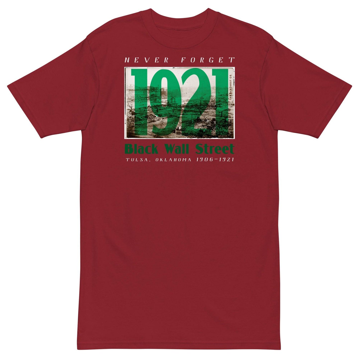 Red 1921 Black Wall Street heavyweight tee